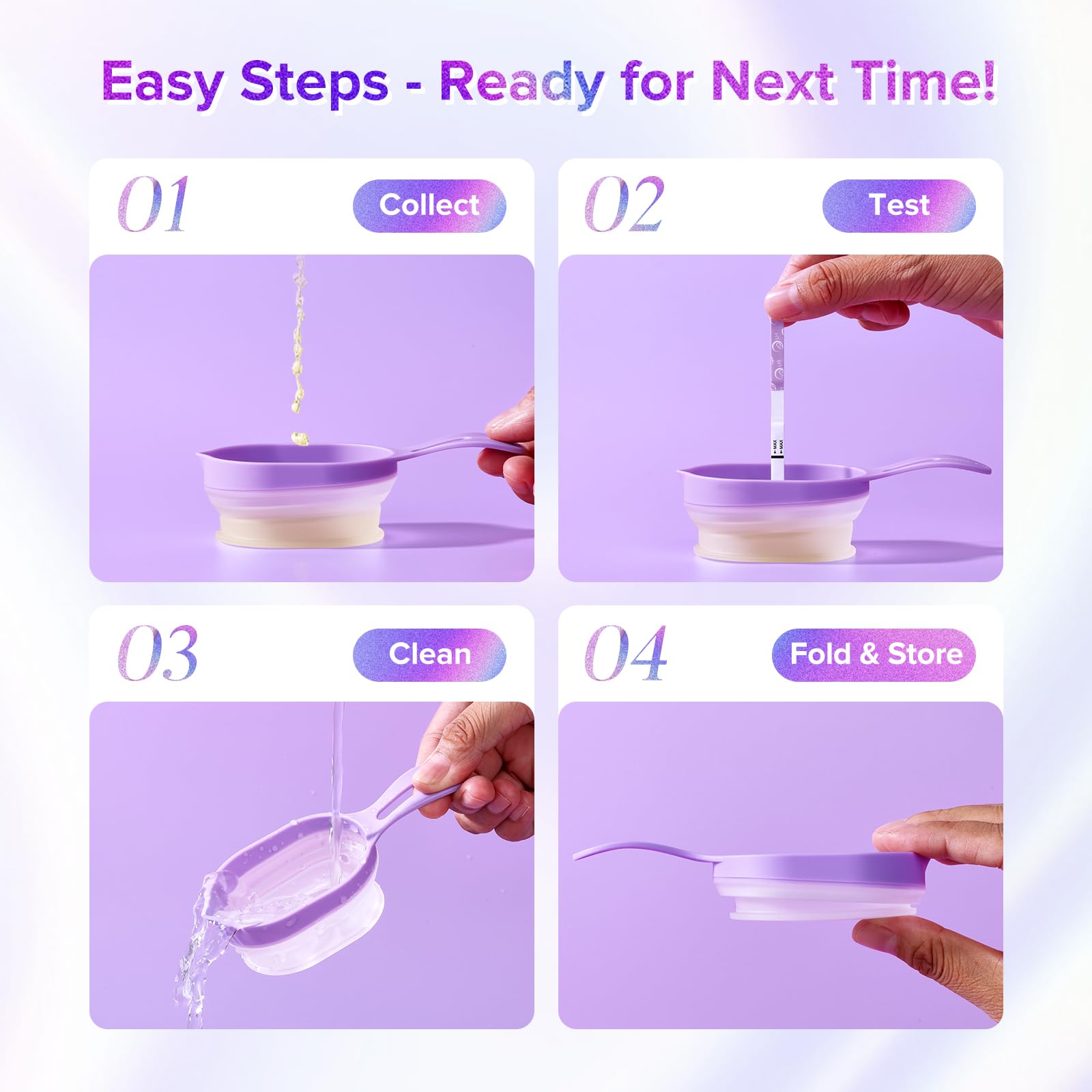 Premom 2 Pack Reusable Collapsible Urine Cups for Ovulation & Pregnancy Tests - Easy to Use & Clean Home Fertility Testing Kit for Women | Perfect for Tracking Fertility & Early Pregnancy Detection at Home
