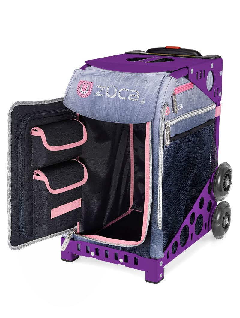 ZUCA Ice Dreamz Lux Sport Insert Bag with Purple Frame - 5 Packing Pouches & Toiletry Bag Set for Travel, Gym, and Skating Accessories Storage