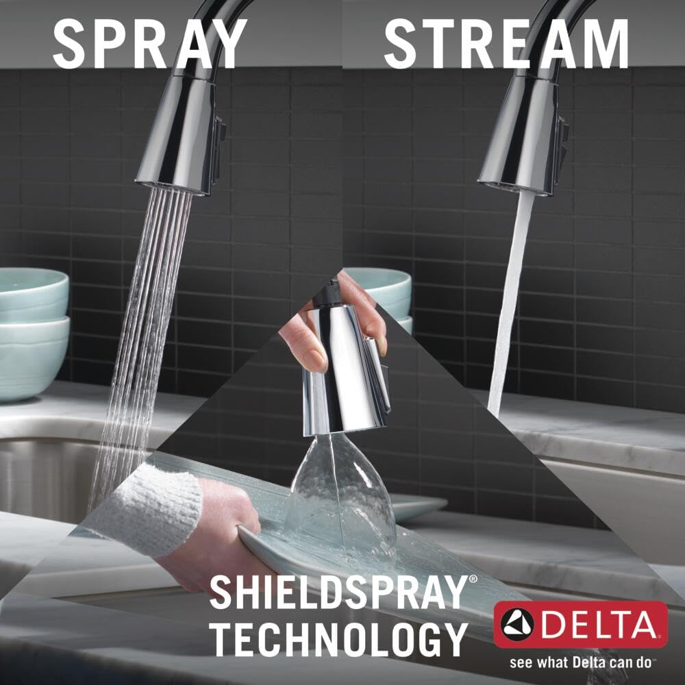 Delta 19802Z-DST Chrome Pull-Down Kitchen Faucet with Magnetic Docking Spray Head - Modern Single Handle Sink Faucet for Easy Cleaning & Cooking | Perfect for Home Kitchens, Restaurants & RV Use