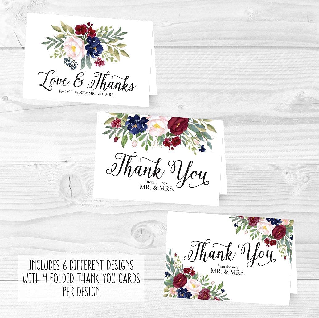 Hadley Designs 50 Floral Wedding & Well Wishes Cards with 24 Thank You Cards - Alternative Guest Book & Bridal Shower Games - Advice Cards for Bride & Groom - Perfect for Wedding Guestbooks, Bridal Showers & Anniversary Celebrations