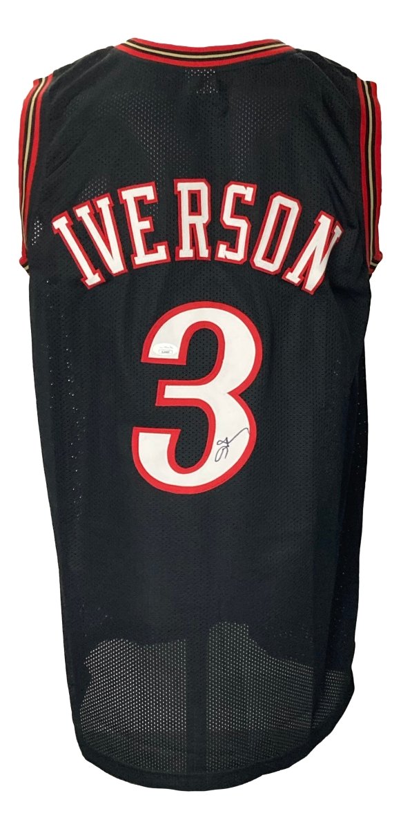 Authentic Allen Iverson Signed Black Pro Style Basketball Jersey with JSA Certificate - Perfect for NBA Memorabilia Collectors and Sports Fans Display