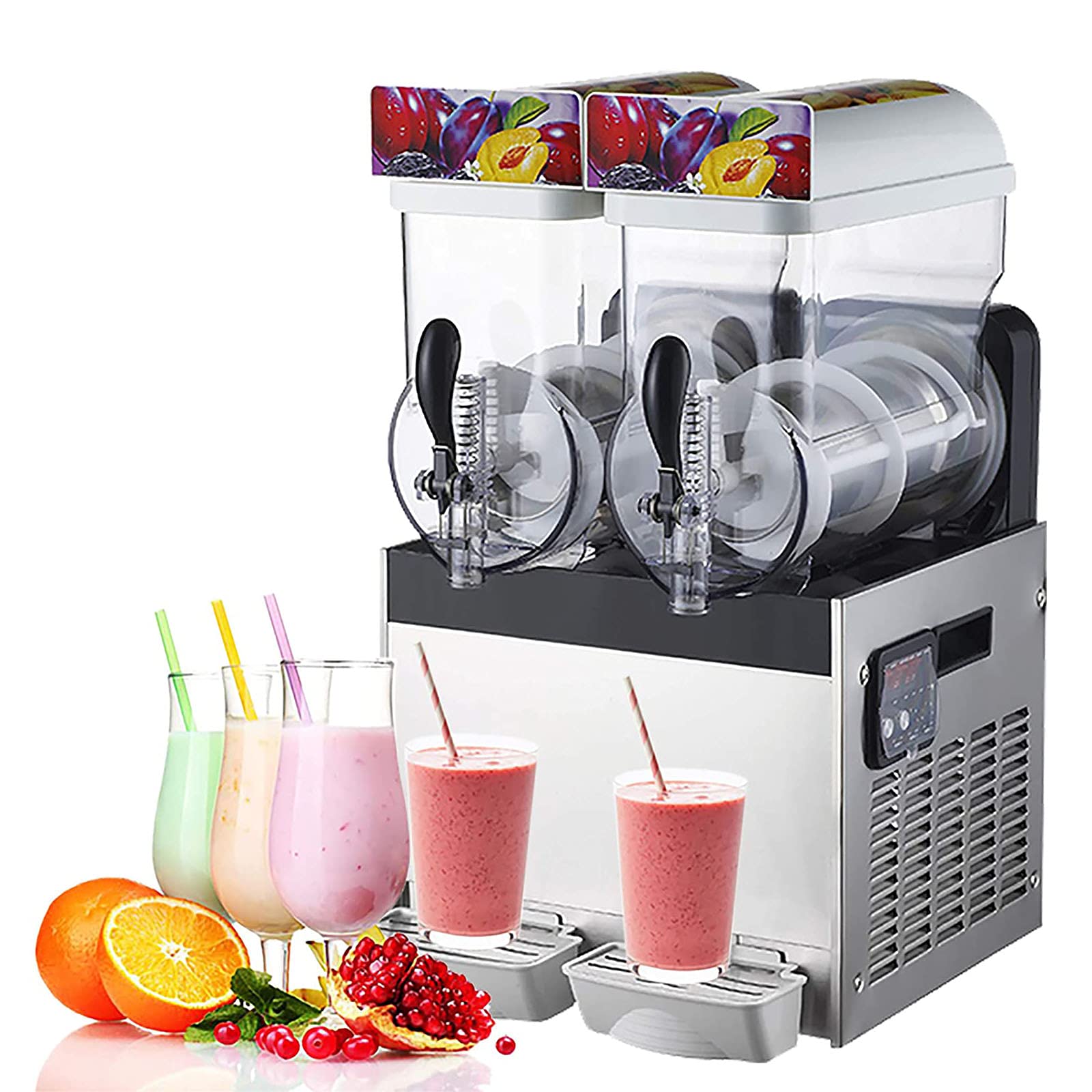 Commercial Slushy Machine 45L - Stainless Steel Frozen Drink & Snow Cone Maker with Adjustable Gear - Easy Operation for Smoothies, Ice Cream & Slushies - Perfect for Restaurants, Cafes & Parties