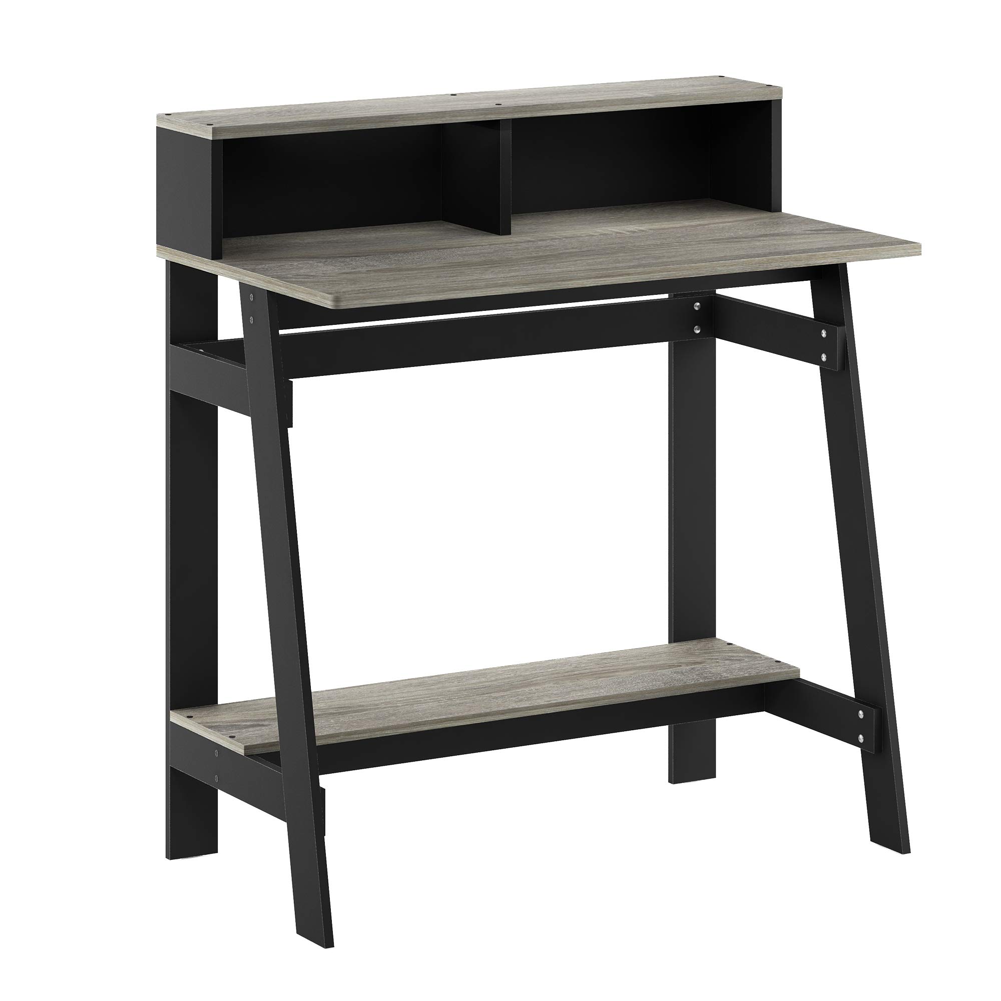 Furinno Simplistic A-Frame Computer Desk & 3-Tier End Table - Compact Home Office Desk for Small Spaces, Bedroom, Dorm Room or Study Area