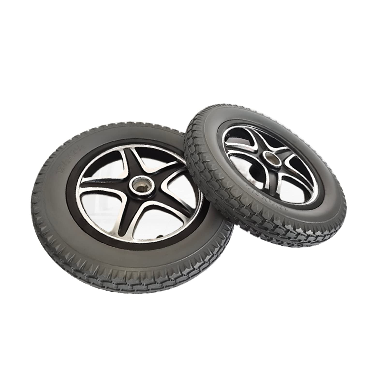 LHX 12-Inch Solid Rear Wheels for Electric Wheelchairs - No Inflation Needed, Motor-Driven Replacement Wheels (Set of 2) - Ideal for Indoor/Outdoor Mobility & Daily Commuting