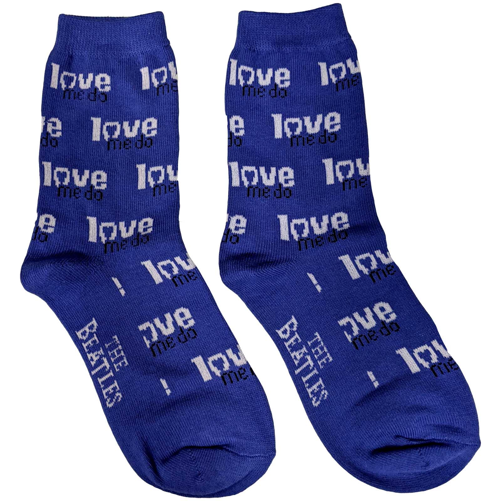 The Beatles Socks for Men - Love Me Do Blue Music Band Novelty Crew Socks - Perfect Gift for Beatles Fans & Music Lovers - Great for Concerts, Gifts, and Everyday Wear