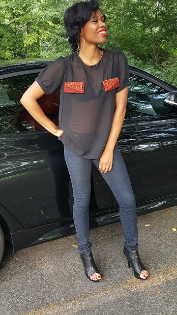 Exclusive Black Sheer Print Top DPX116 - Women's Fashion Blouse for Party, Date Night & Special Occasions