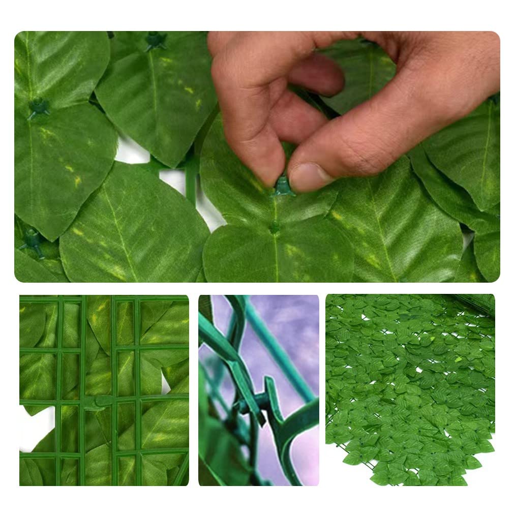 Artificial Ivy Privacy Fence Screen - Realistic Fake Hedges Panels & Greenery Wall for Outdoor Garden, Backyard, Balcony - UV Resistant Durable Plant Wall Panels for Home Decor, Wedding Backdrop, and Patio Privacy Screen