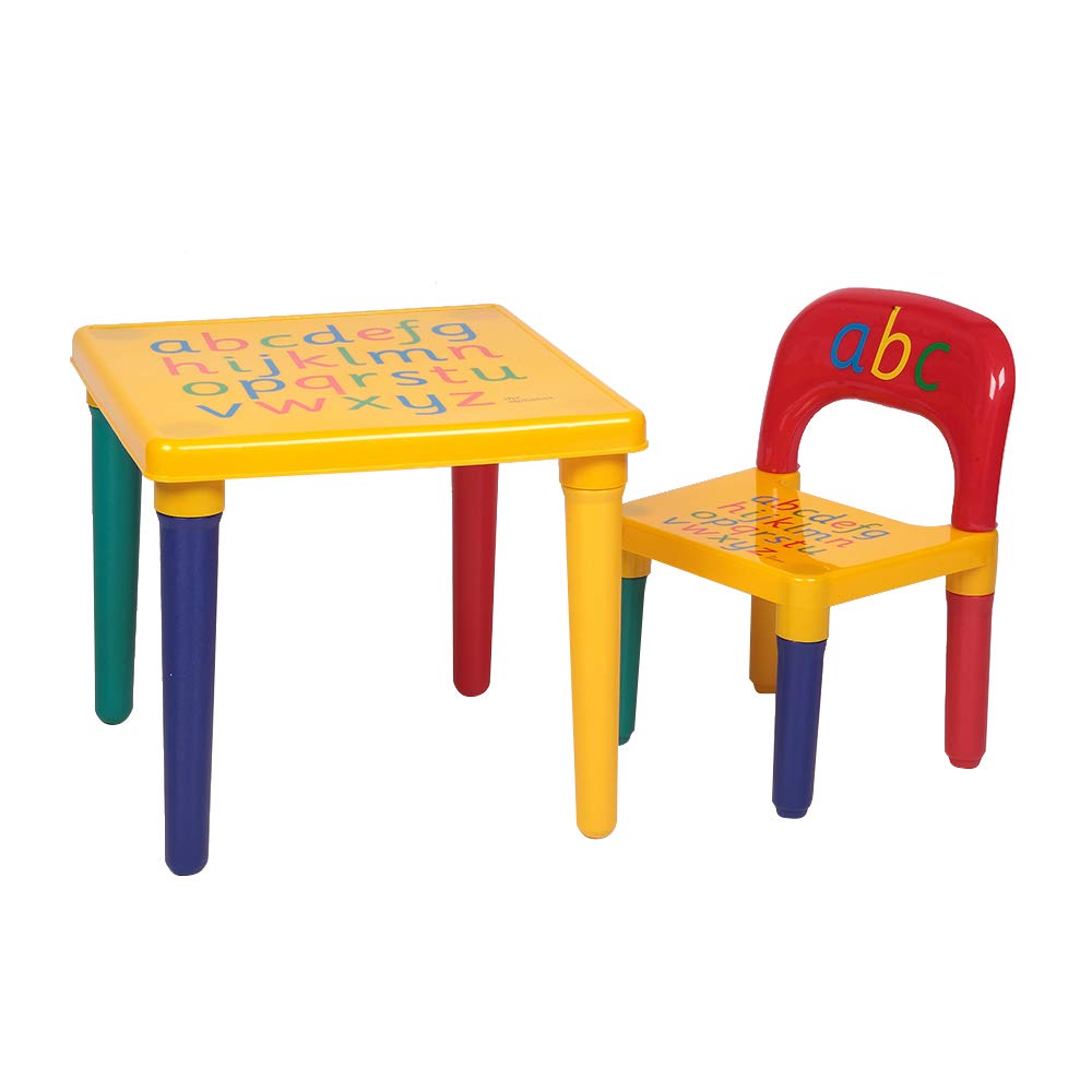 Candora Kids Alphabet Desk & Chair Set - Adjustable Children's Writing Table with Storage, Perfect for Homeschooling & Preschool Learning Activities