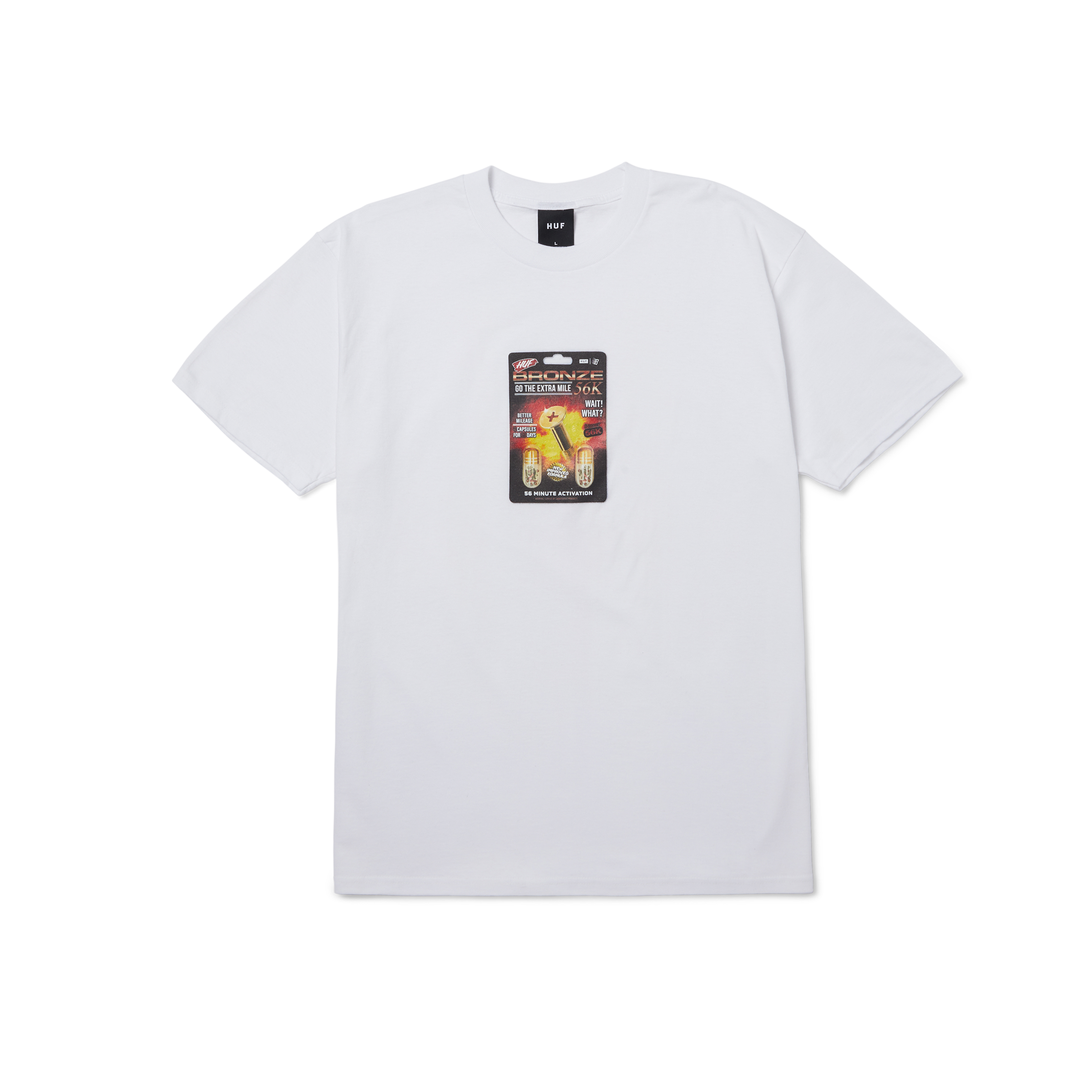 HUF X Bronze56k Enhanced Short Sleeve T-Shirt for Men - White Cotton Graphic Tee - Streetwear Fashion for Casual Wear & Skateboarding