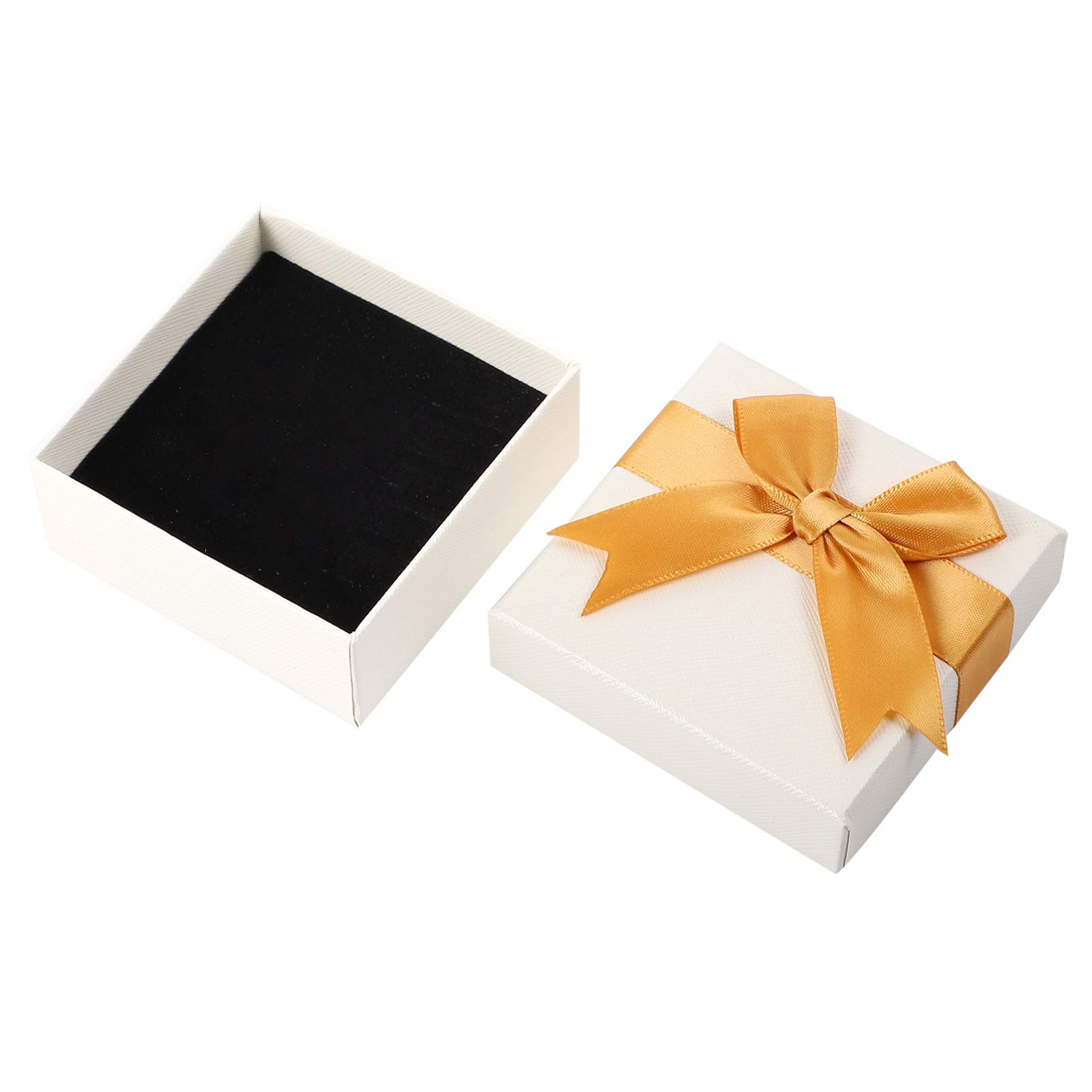 TENDYCOCO 12-Piece Small Square Jewelry Gift Boxes with Bowtie - Elegant Bowknot Storage Containers for Jewelry, Rings & Small Gifts - Perfect for Wedding Favors, Birthday Presents & Party Decorations (Yellow)