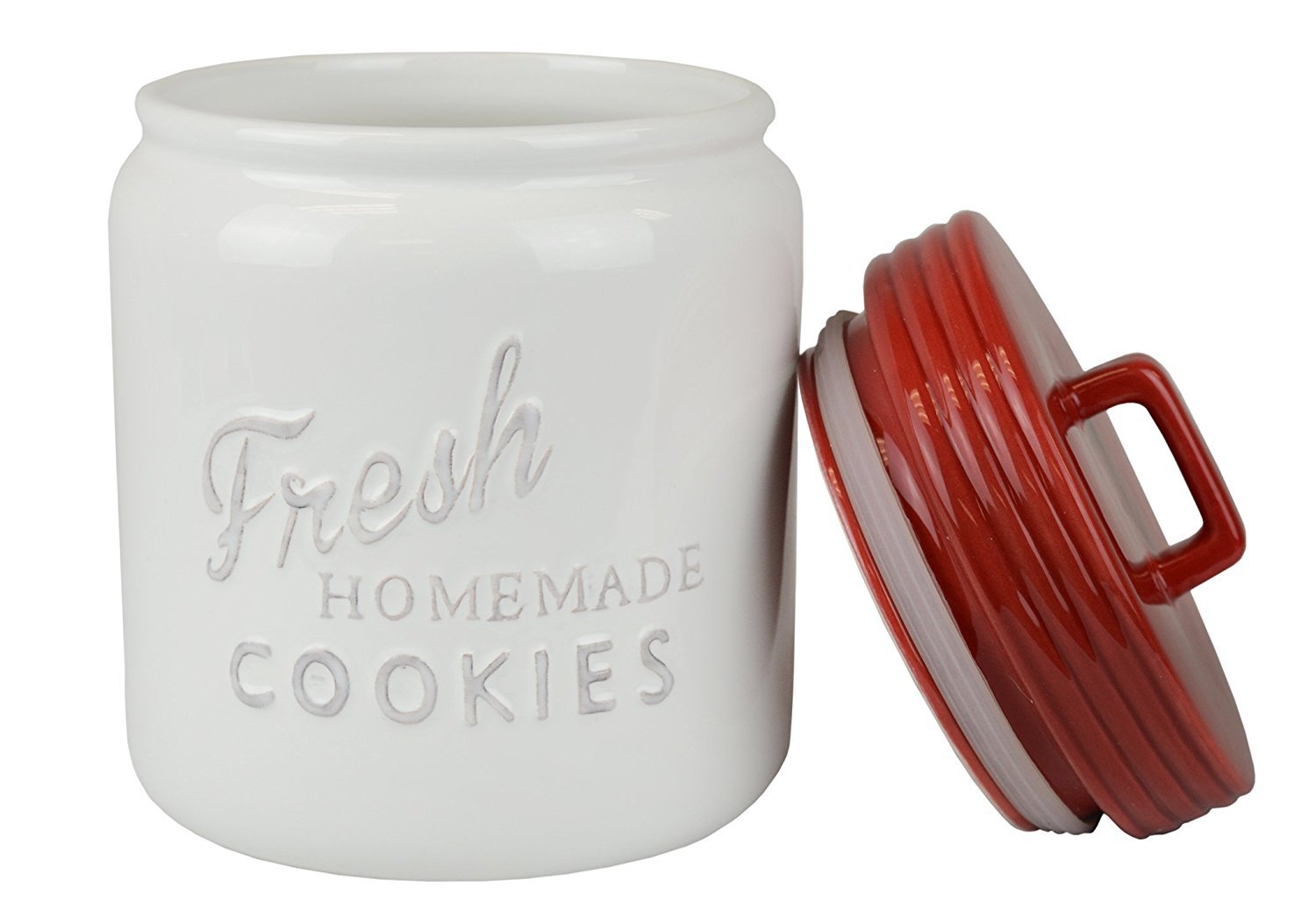 DII Ceramic Cookie Jar with Airtight Lid - Red Kitchen Storage Container for Cookies, Snacks & Baking Supplies | Perfect for Pantry, Countertop & Home Decor