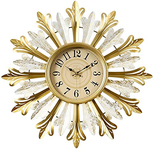 Vintage Sunburst Wall Clock - American Style Metal Dial with Geometric Snowflake Design, Silent Non-Ticking, Perfect for Living Room, Bedroom & Office Decor | Home Wall Art & Gift Idea