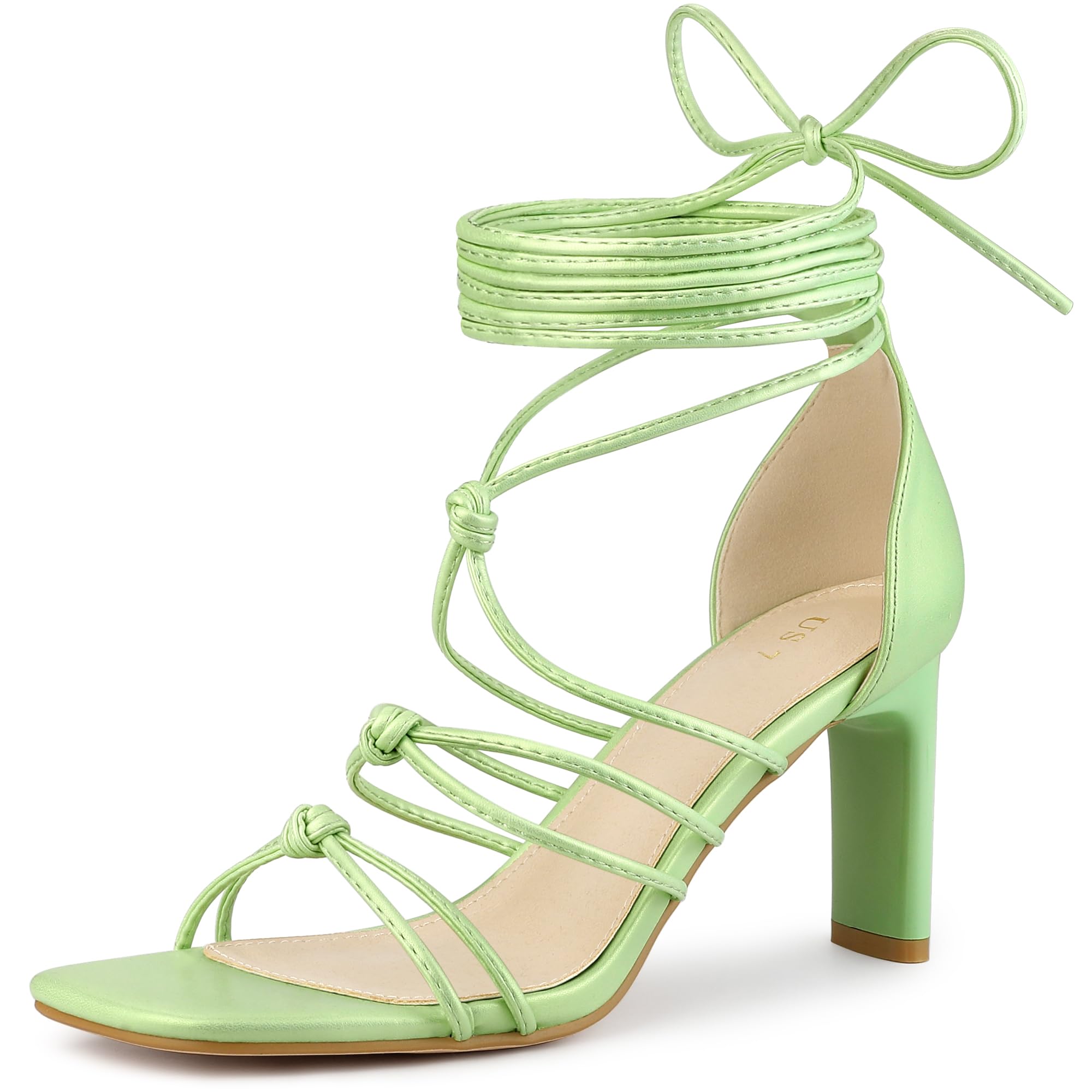 Allegra K Women's Chunky Heel Strappy Sandals with Lace-Up Design - Comfortable High Heels for Parties, Weddings & Evening Events