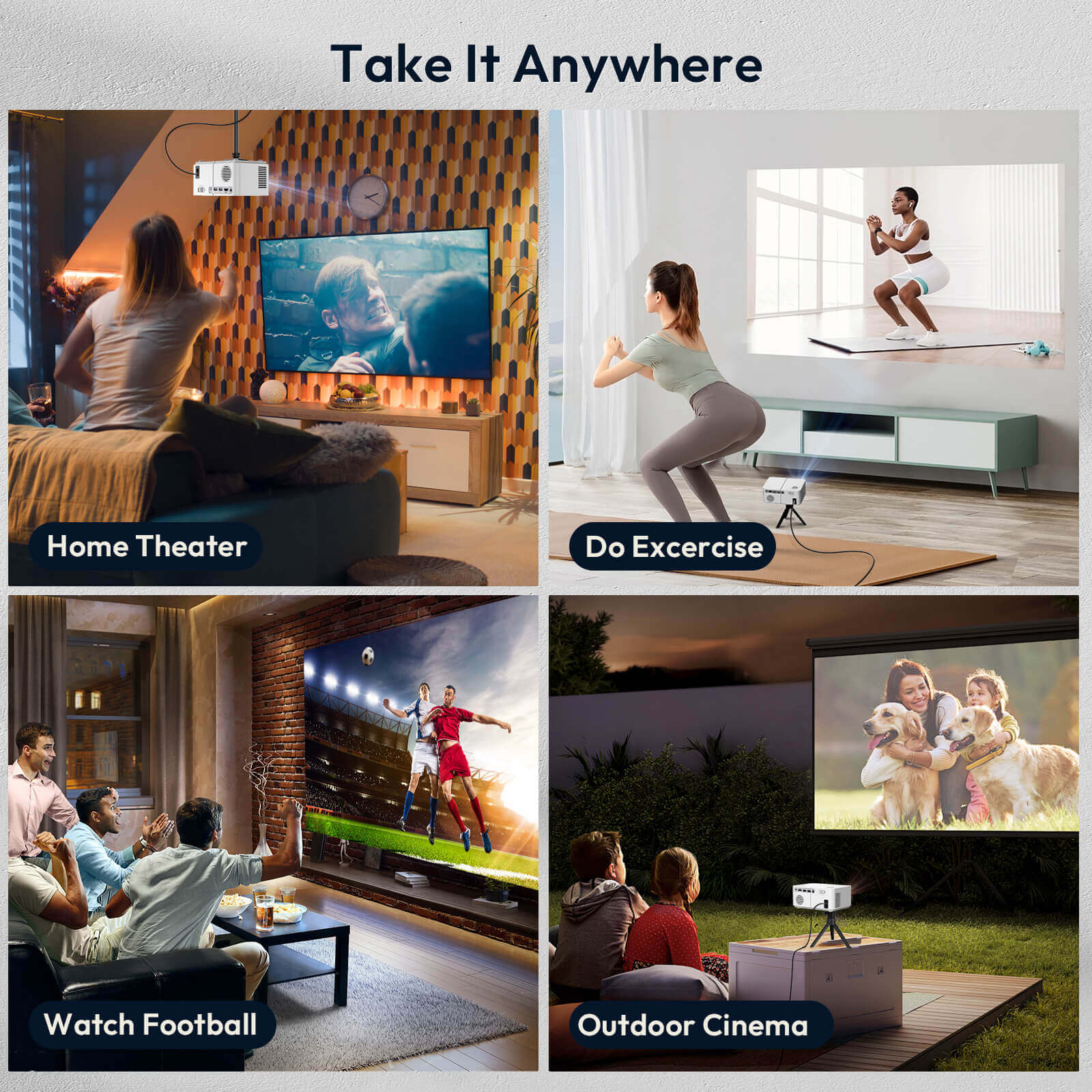 XGODY X2 Mini Bluetooth Projector with Wireless Connection - Portable Smart Home Cinema for Movies, Gaming & Outdoor Entertainment