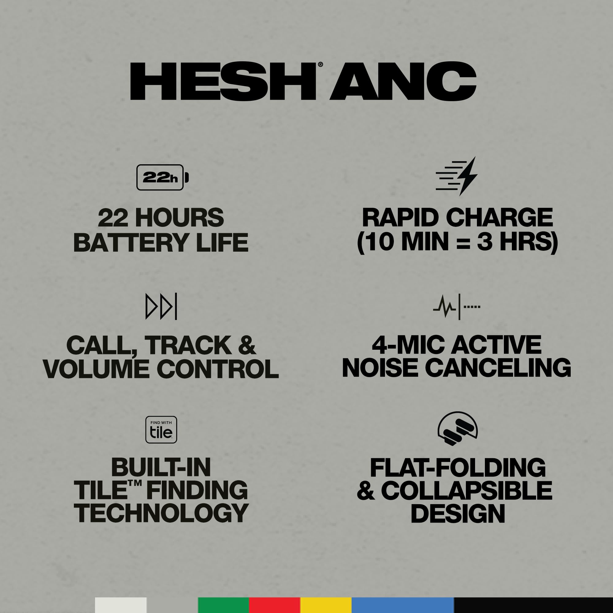 Skullcandy Hesh ANC Wireless Over-Ear Headphones with Active Noise Cancelling, 22-Hour Battery, Built-in Mic - Compatible with iPhone, Android & Bluetooth Devices (Mod White) - Perfect for Travel, Workouts & Office Use