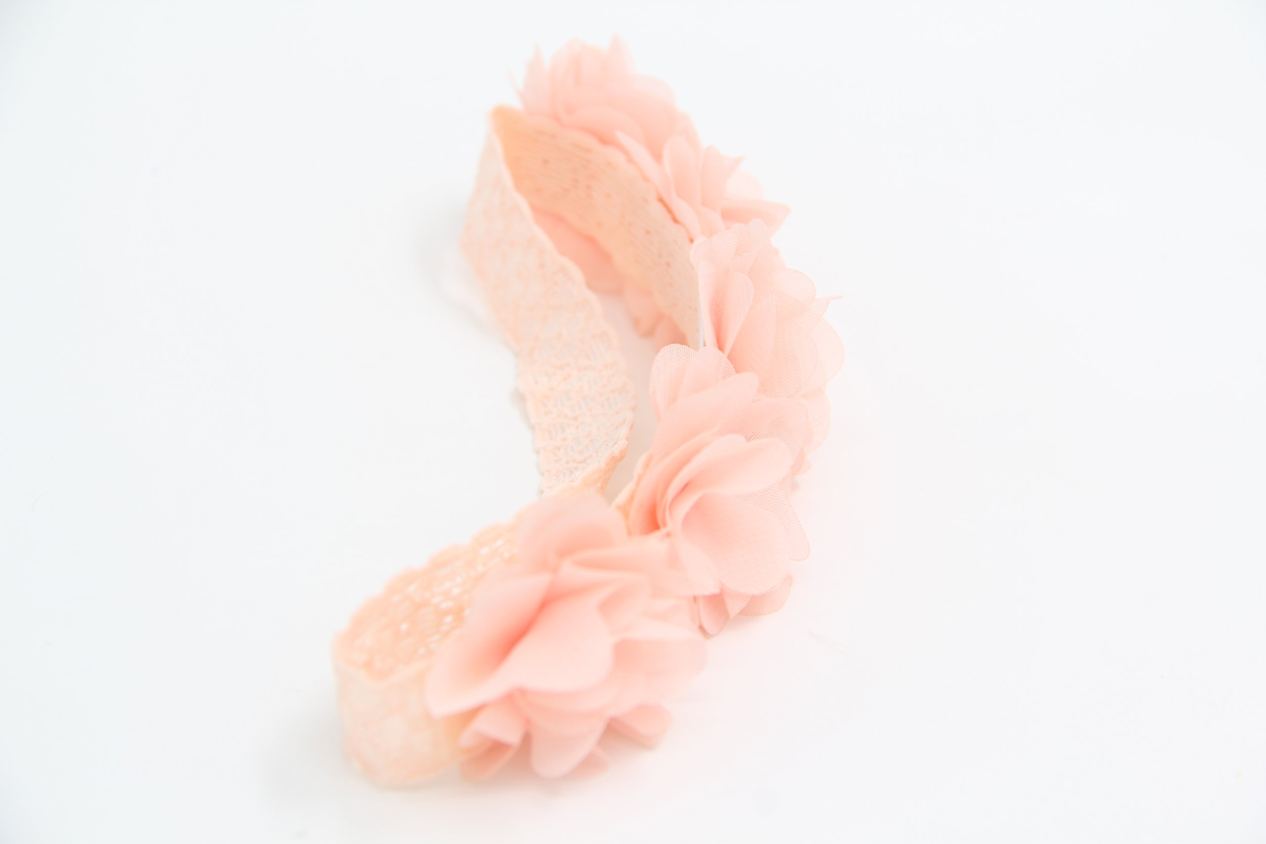 Baby Girls Elastic Chiffon Flower Headbands with Hand-Sewn Beads - Princess Hair Accessories for Birthday Parties, Photography & Special Occasions