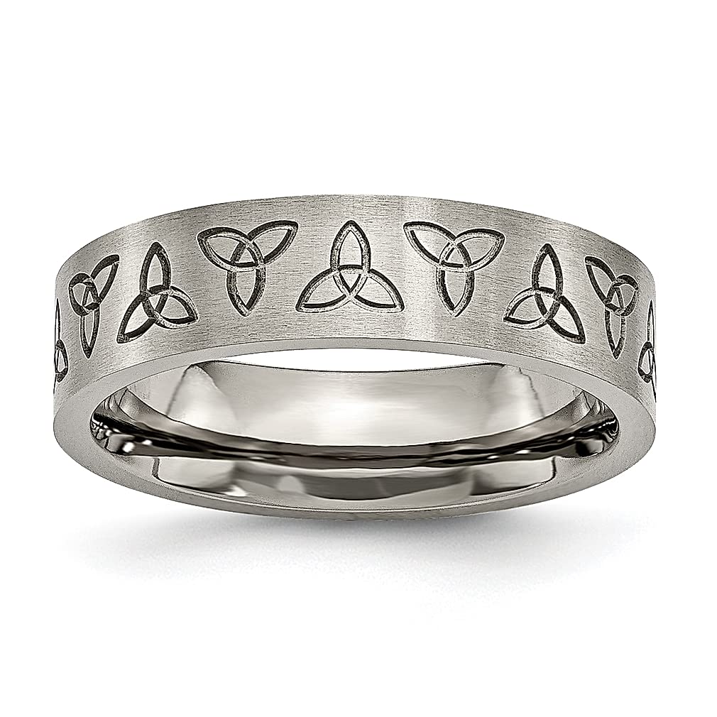 ICE CARATS 6mm Titanium Trinity Symbol Band Ring - Religious Celtic Claddagh Wedding Ring for Men, Fashion Jewelry Gift for Dad, Husband, Boyfriend - Perfect for Weddings, Anniversaries, and Special Occasions