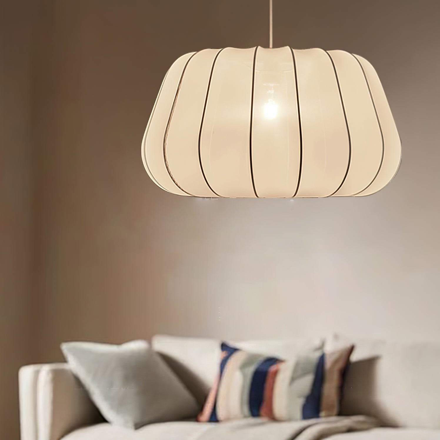 Modern Cloud Fabric Pendant Light - Soft Glow Hanging Chandelier for Bedroom, Dining Room & Living Room Decor