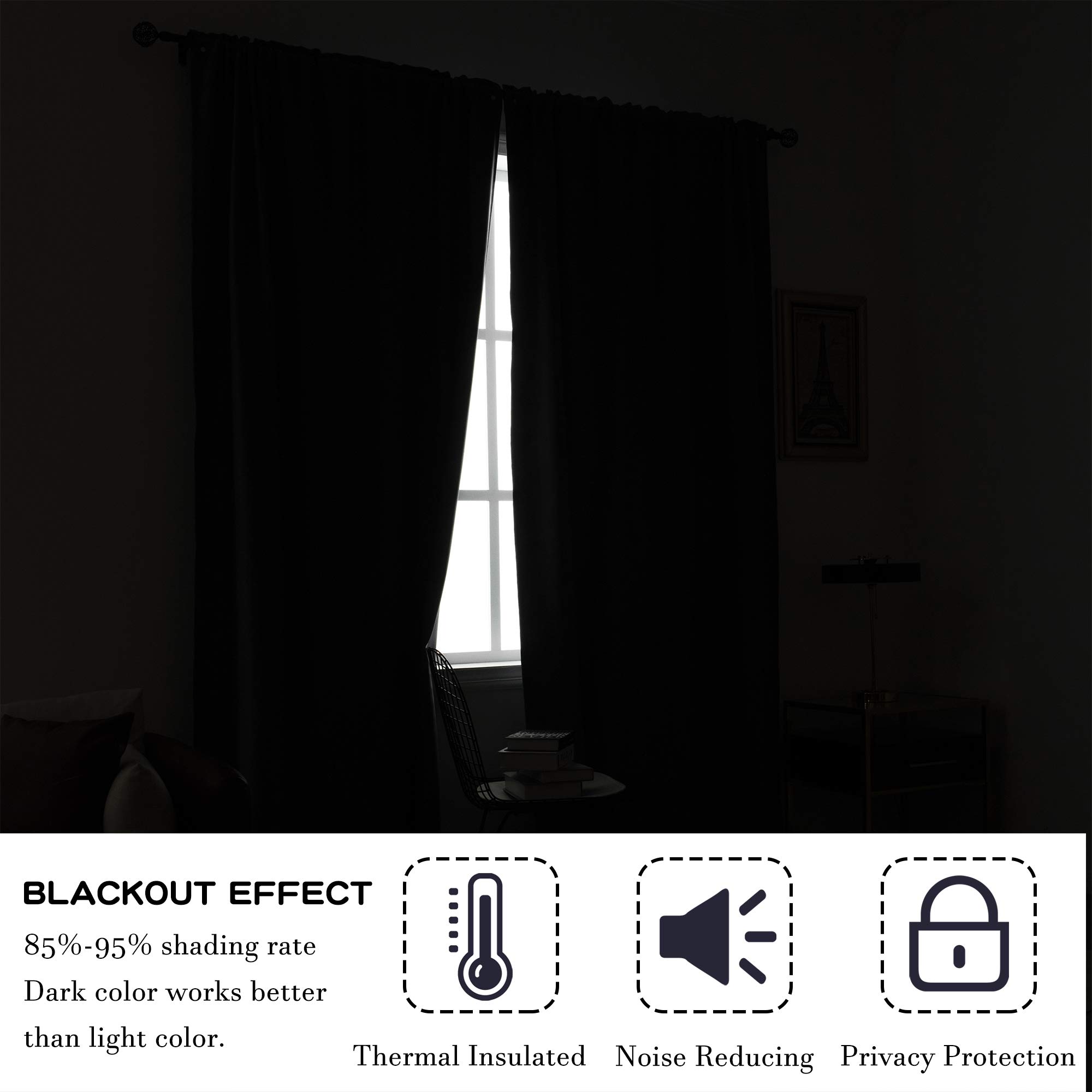 Dualife Dark Purple Blackout Curtains for Bedroom & Living Room - 54x45 Inch Thermal Insulated Soundproof Window Drapes with Rod Pocket, Set of 2 Panels (Grape Purple) - Perfect for Small Windows, Home Theater, Nursery & Office Privacy