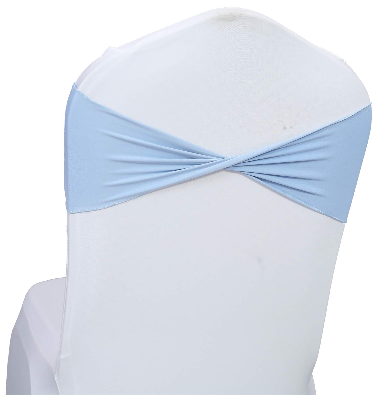 200 PCS Spandex Wedding Chair Sashes Bands - Baby Blue Bow Tie Decorations for Wedding, Party, Banquet & Event Decor | Elegant Chair Cover Accessories