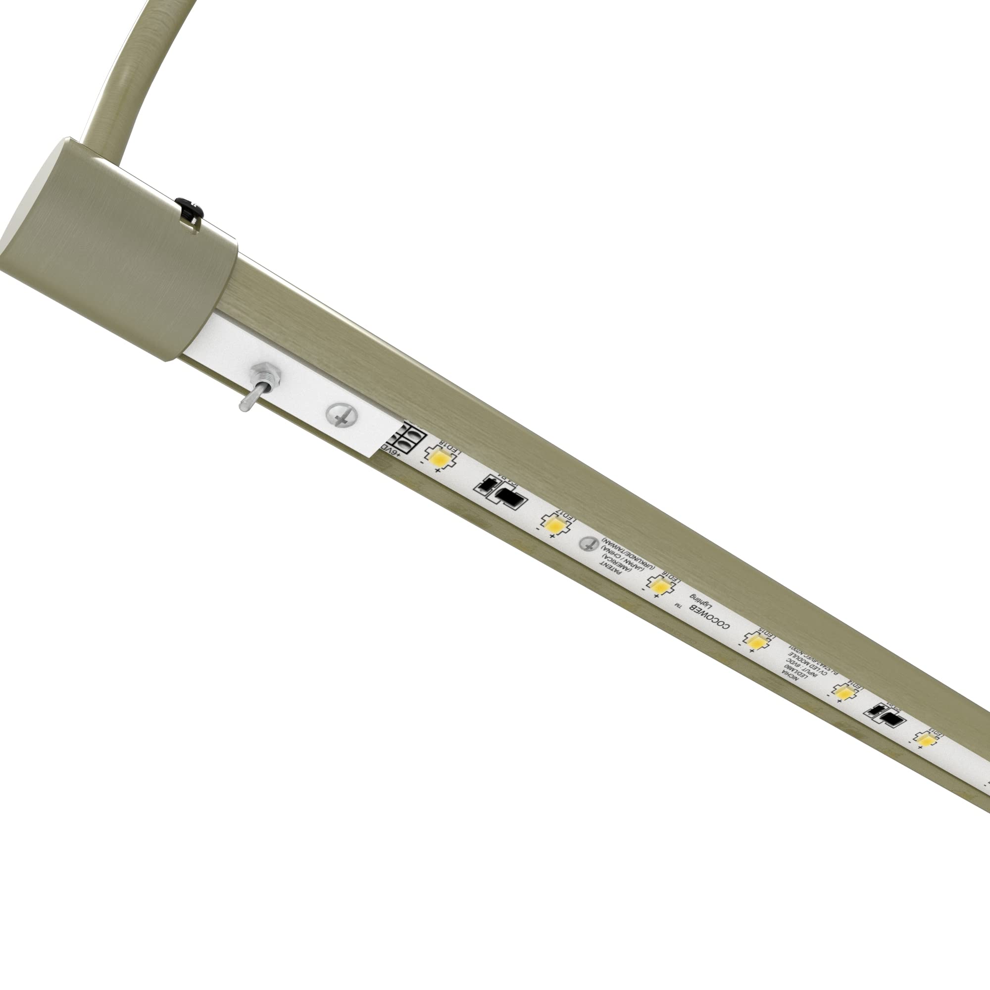 Cocoweb 30 Inch Tru-Slim Antique Brass Picture Light - LED 2700K Adjustable Arm Plug-in Toggle Switch Sleek Compact Design for Artwork Display, Gallery Lighting, and Home Decor