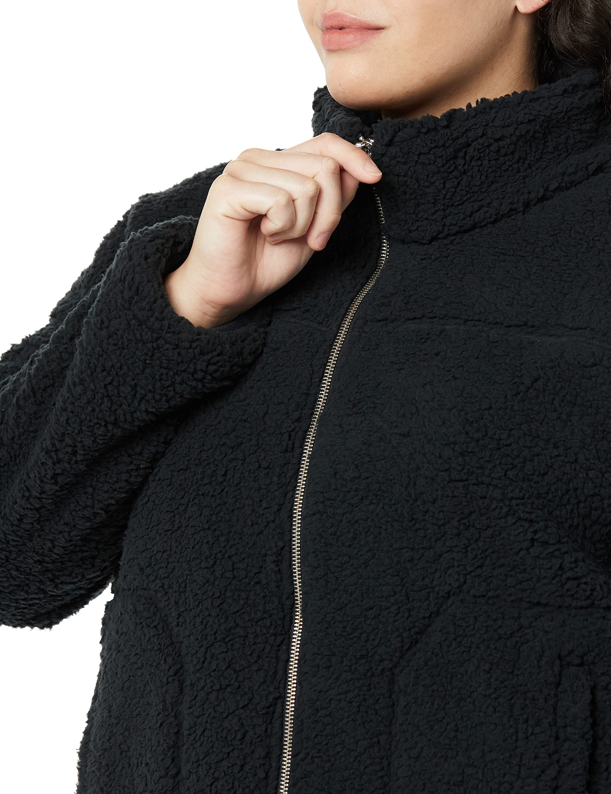 Amazon Essentials Women's Fleece Zip-Up Sherpa Jacket - Cozy Winter Outerwear for Casual Wear, Hiking & Outdoor Activities