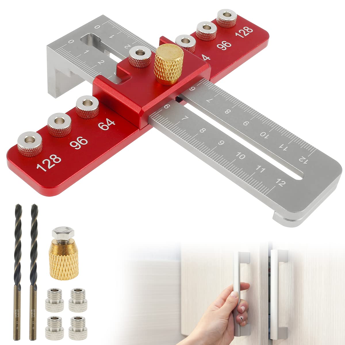 Adjustable Cabinet Hardware Jig - Aluminum Alloy Drill Guide for Door & Drawer Handles - DIY Installation Tool