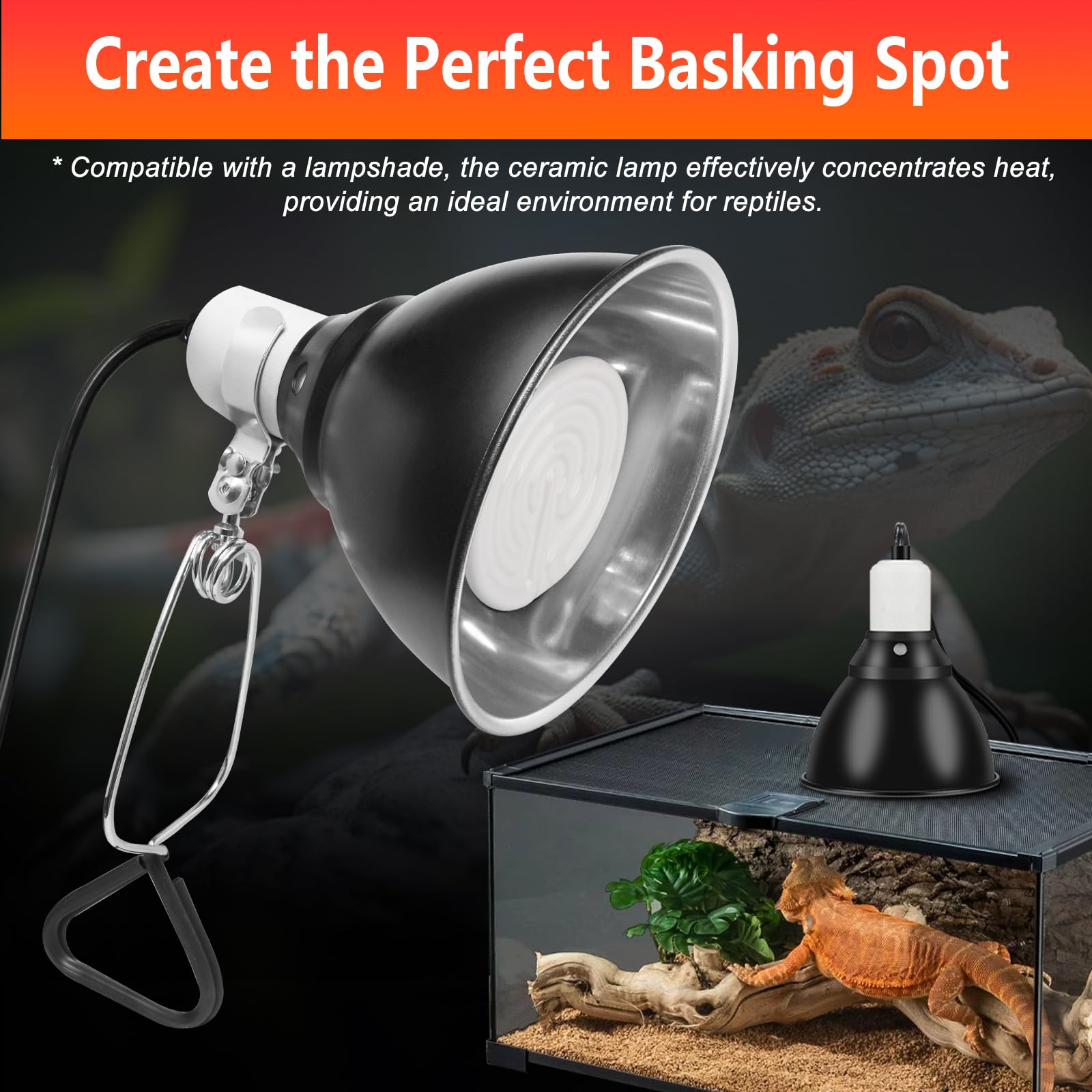 100W Ceramic Heat Emitters - 2 Pack Reptile Heat Lamp Bulbs for Iguana, Bearded Dragon, Lizard & Small Pets | Efficient White Infrared Heating for Terrariums, Vivariums & Pet Habitats