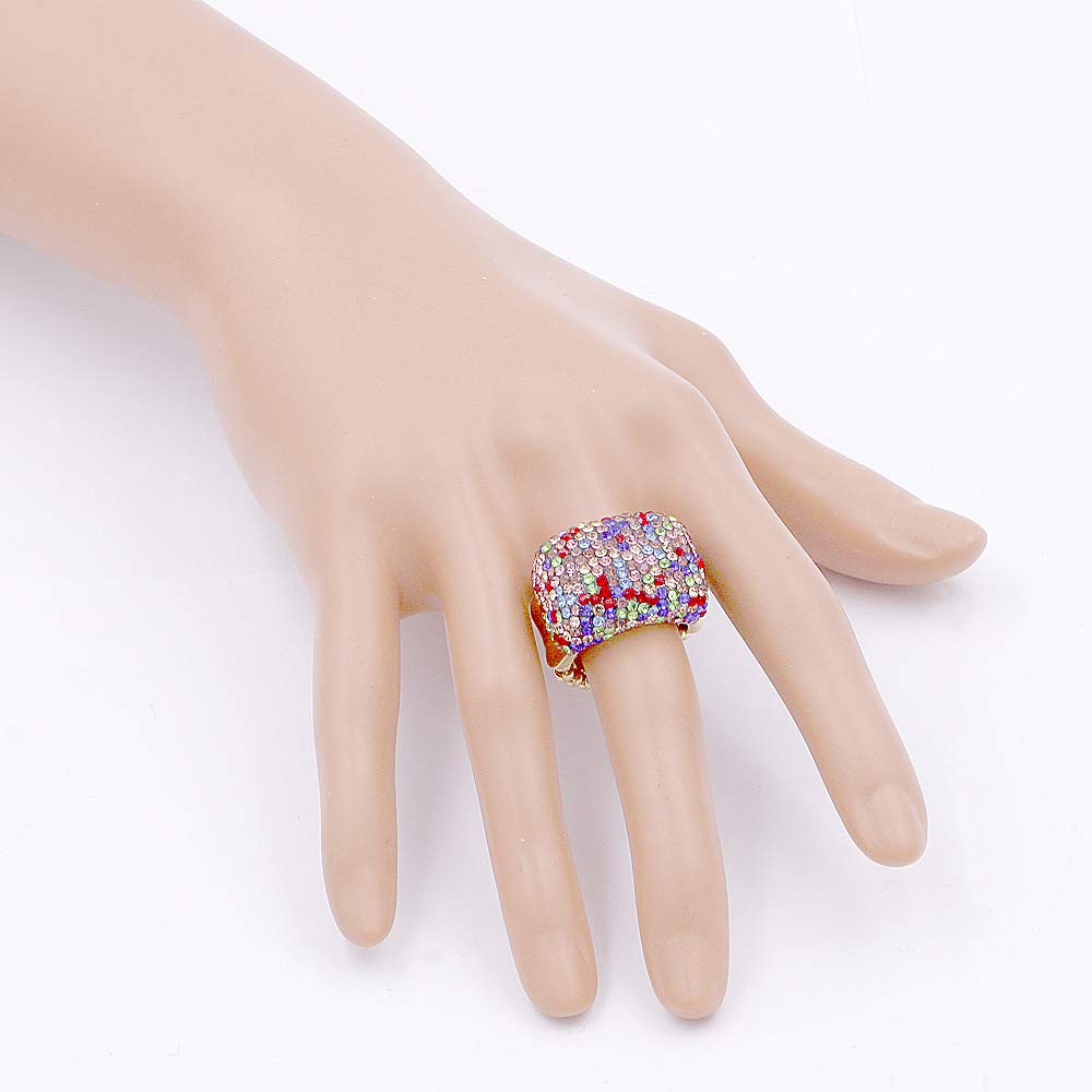 Luxury Crystal Stretch Rings for Women - Adjustable Half Cube Statement Rings for Everyday Wear & Special Occasions