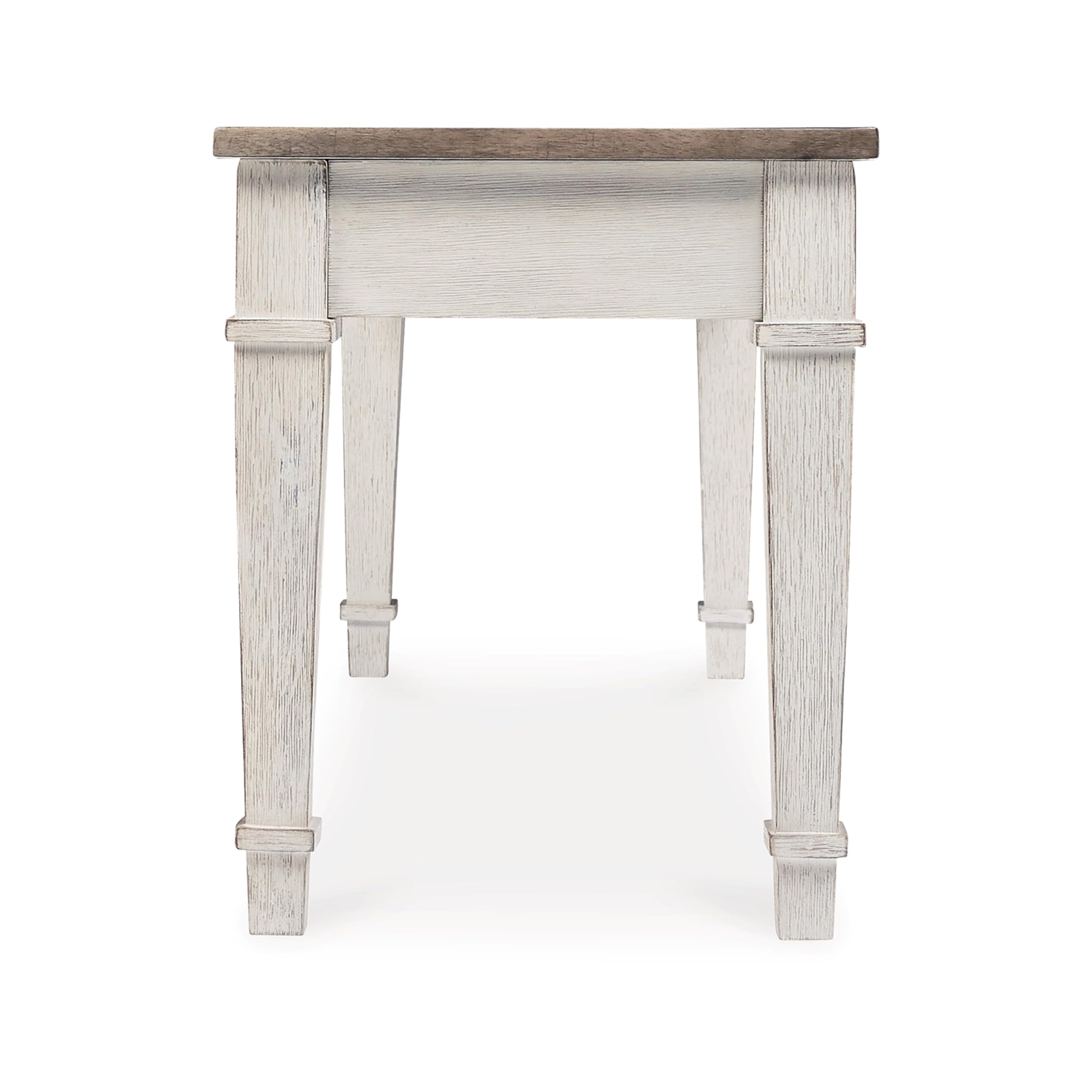Benjara Rectangular Wooden Storage Bench with Under Seat Compartment - Antique Brown & White Finish - Perfect for Entryway, Bedroom, or Living Room Organization