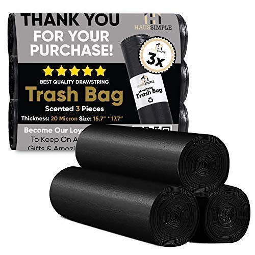 Gray Car Trash Can with Drawstrings & 3-Pack Lemon Scented Trash Bags (20 Count) - Portable Auto Garbage Bin for Road Trips, Commuting and Travel Accessories