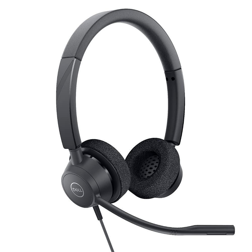 Dell WH3022 Pro Stereo Headset with Noise Cancelling - Black Computer Headphones for Office, Gaming & Online Meetings | Comfortable Over-Ear Design with Mic for PC, Laptop & Mobile Devices
