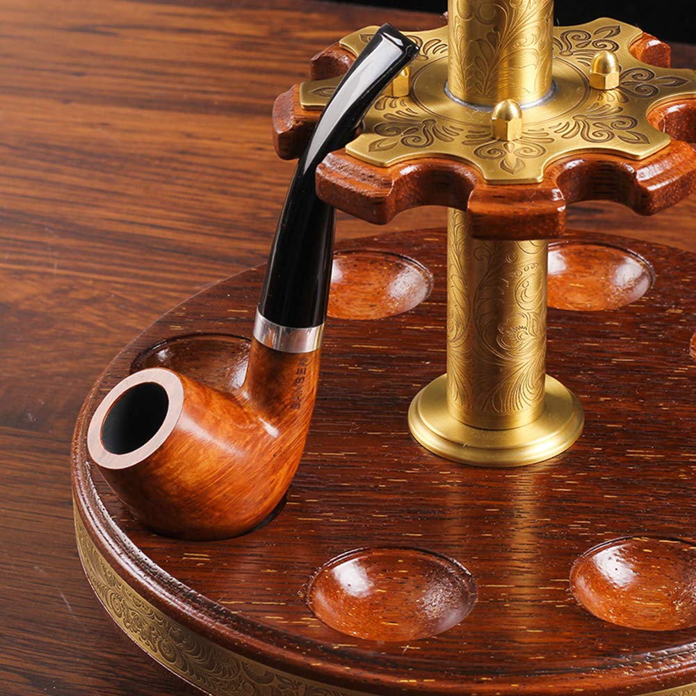 Wooden Pipe Stand Rack Holder for 8 Cigars - 360° Rotating Display Case with Pipe Storage | Perfect for Cigar Aficionados & Home Decor