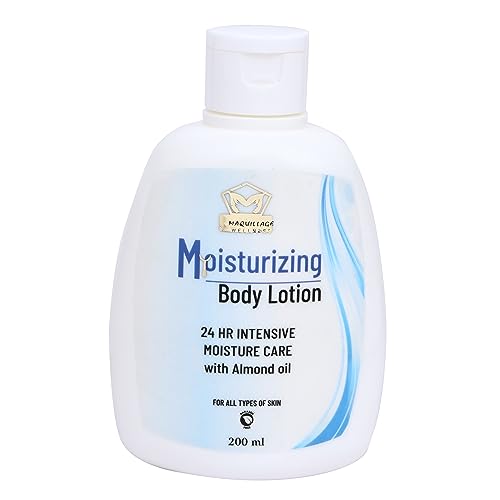 Maquillage Wellness 24-Hour Hydrating Almond Oil Body Lotion 200ml - Non-Sticky Formula with Moisture Lock Technology for All Skin Types | Perfect for Dry Skin Care & Daily Moisturizing Routine
