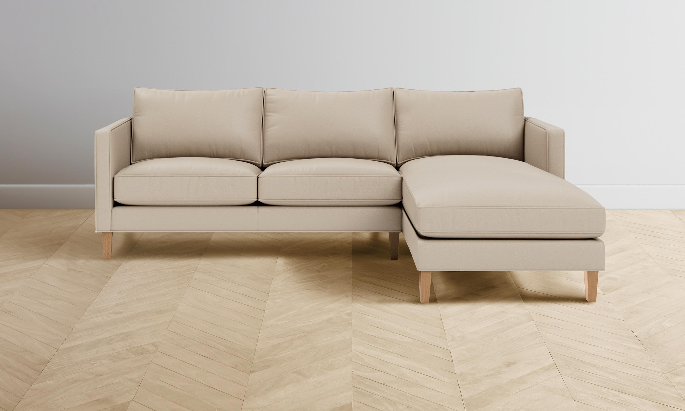 Premium Crosby Sectional Sofa with Pebbled Leather Upholstery in Stone Color - Perfect for Living Room, Lounge & Home Theater Seating