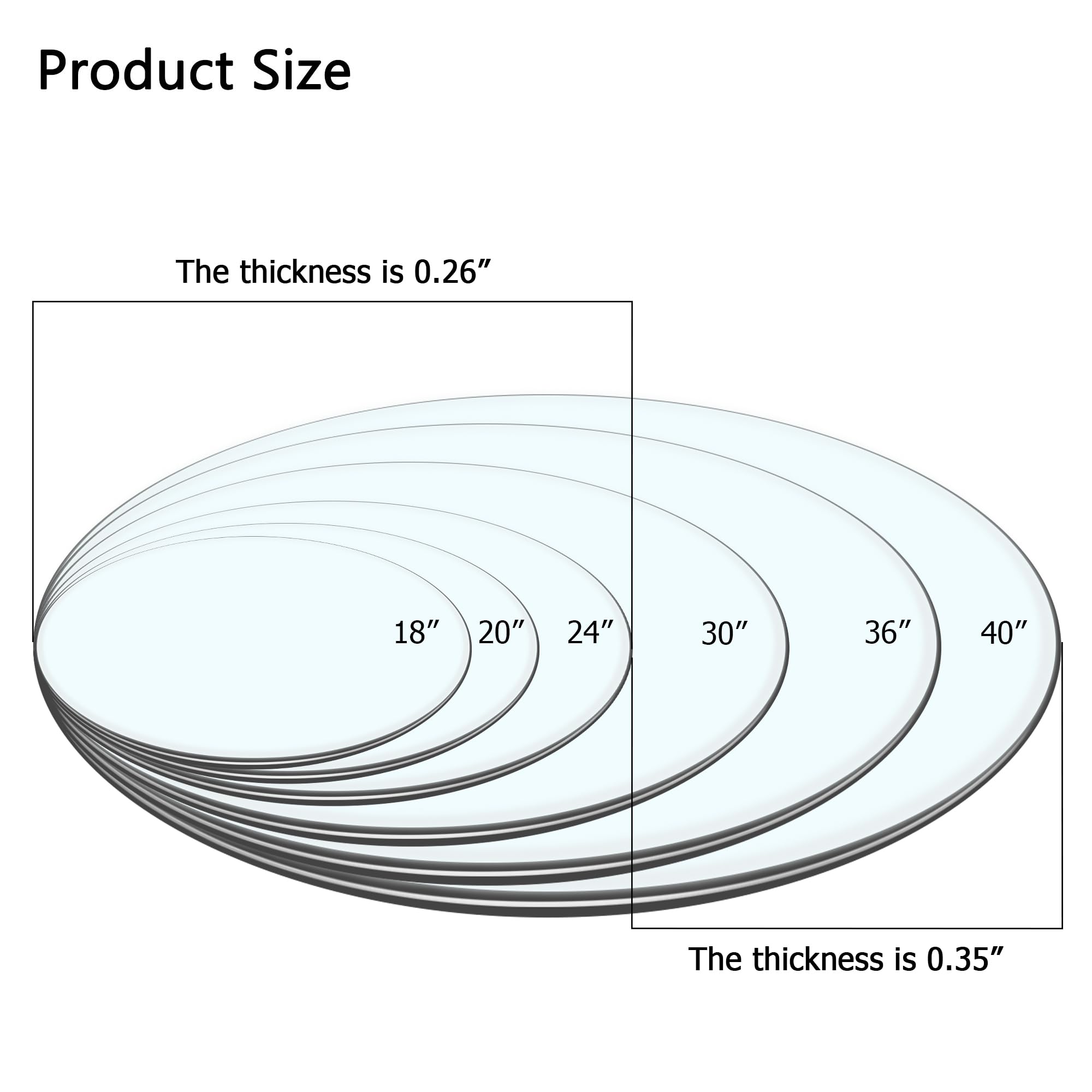 42 Inch Round Tempered Glass Table Top - 3/8