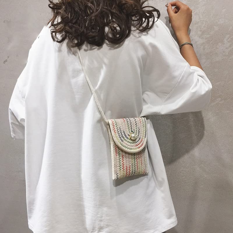 Stylish Woven Straw Shoulder Bag for Women - Summer Mini Crossbody Phone Purse - Boho Chic Messenger Handbag (One Size, Photo Color) - Perfect for Beach, Travel & Everyday Use