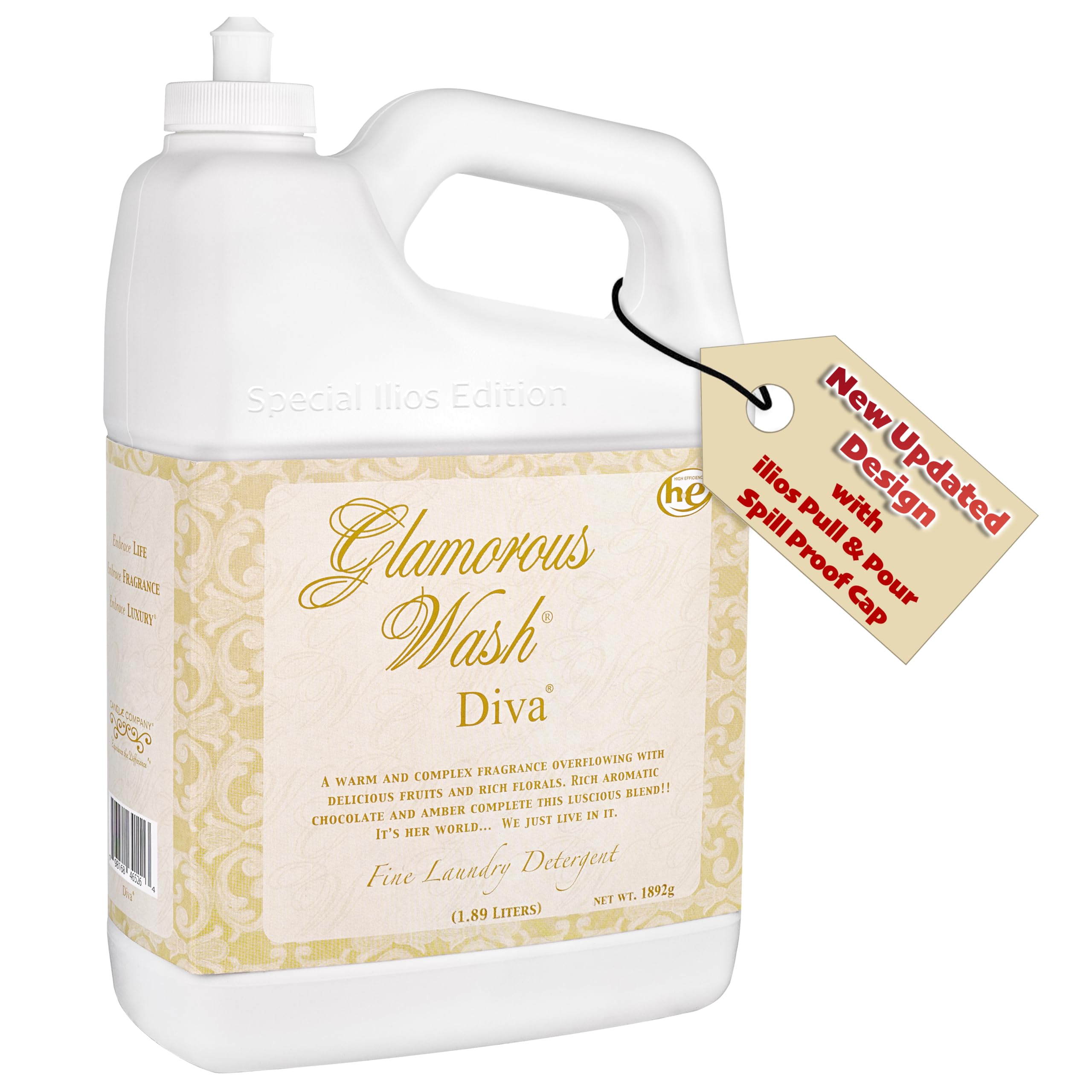 Tyler's Diva Glam Wash Laundry Detergent - 64 Fl Oz (1 Pack) | Premium ILIOS Packaging | For Delicate Fabrics, Silk & Lingerie | Gentle Cleaning & Long-Lasting Fragrance