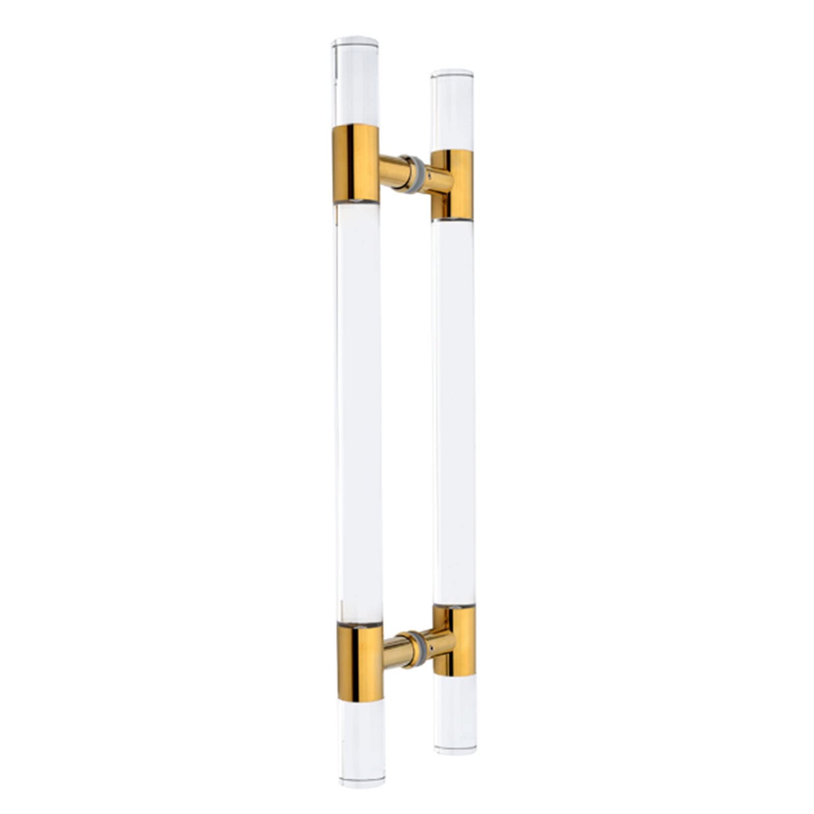 Modern Clear Acrylic Entry Door Handle - Crystal Dummy Bar Sliding Barn Door Handle - Internal/External Double Sided H-Shape Swing Door Handle with Hardware Kit (Gold, 80cm/31.5inch) - Perfect for Farmhouse, Modern Homes & Office Doors