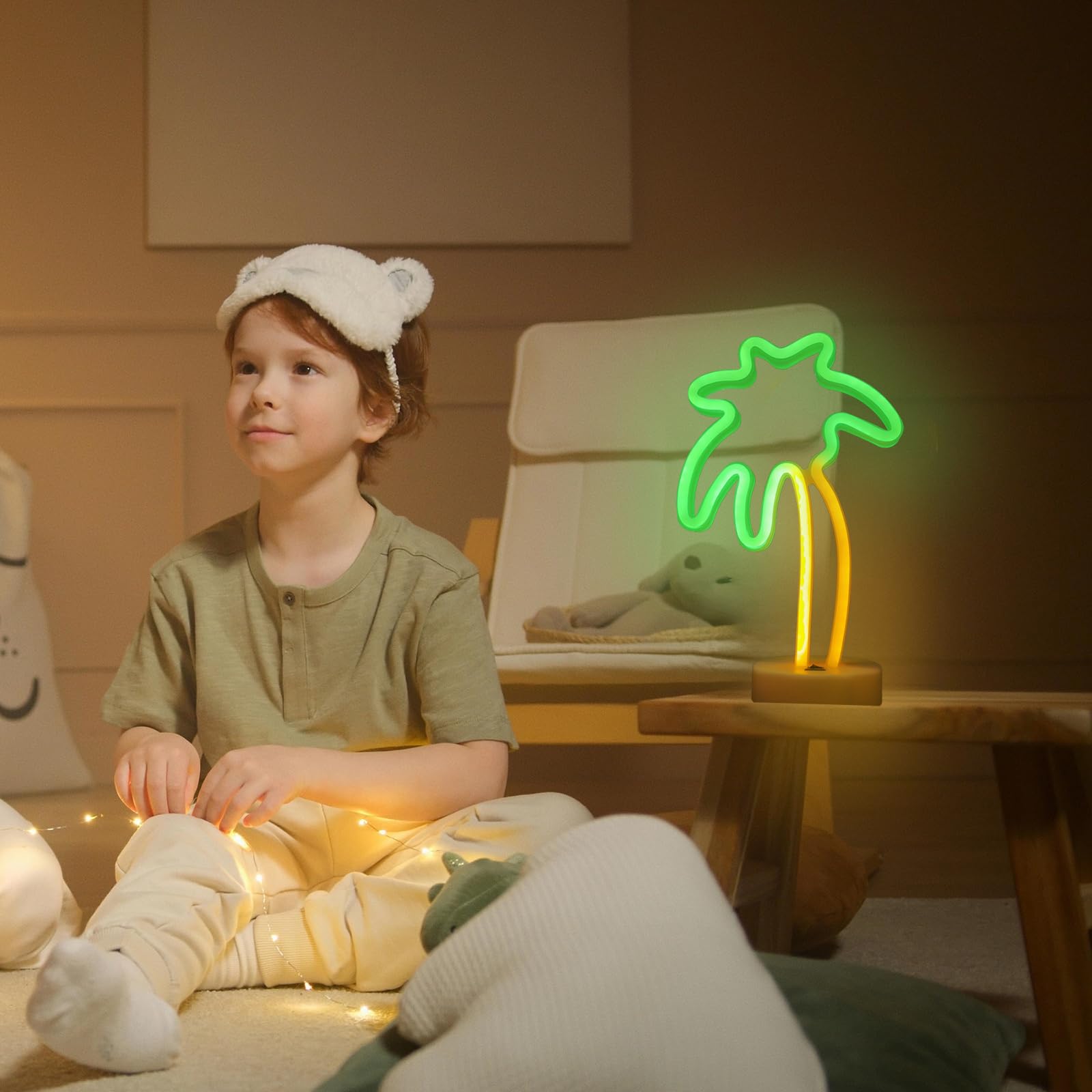Adorable LED Desk Lamp for Kids - Palm Tree Night Light, Nursery Room Decor & Study Table Lamp for Boys & Girls - Perfect Christmas & Birthday Gift for Children (Use in Bedrooms, Study Rooms & Kids' Rooms)