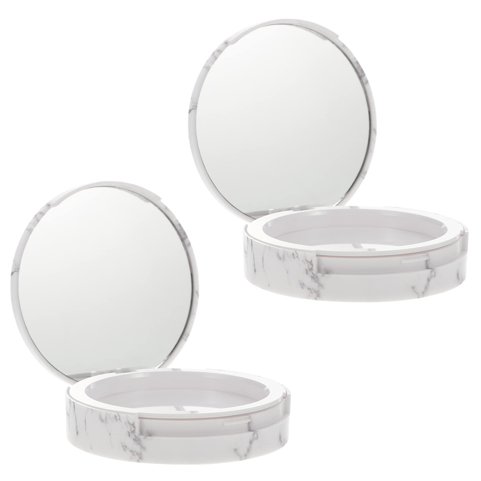 2Pcs Pressed Powder Cases - Compact Makeup Powder Box with Mirror, Travel-Friendly & Portable for On-the-Go Touch Ups | Perfect for Purse, Gym Bag & Travel Makeup Organizer