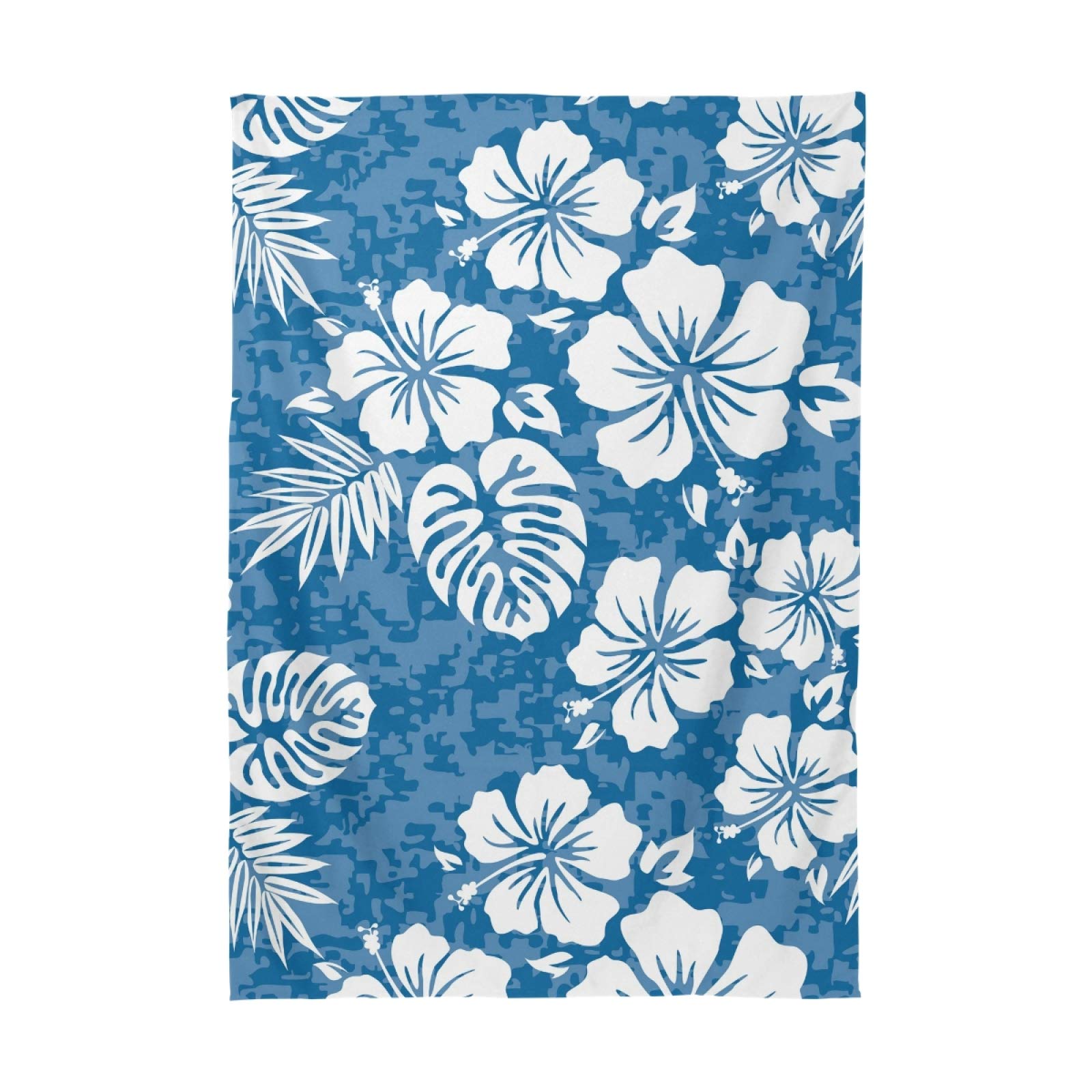 Hawaiian Tropical Hibiscus Palm Leaf Square Tablecloth - 54 Inch Polyester Party Table Decor for Dinner, Luau, Beach & Summer Events