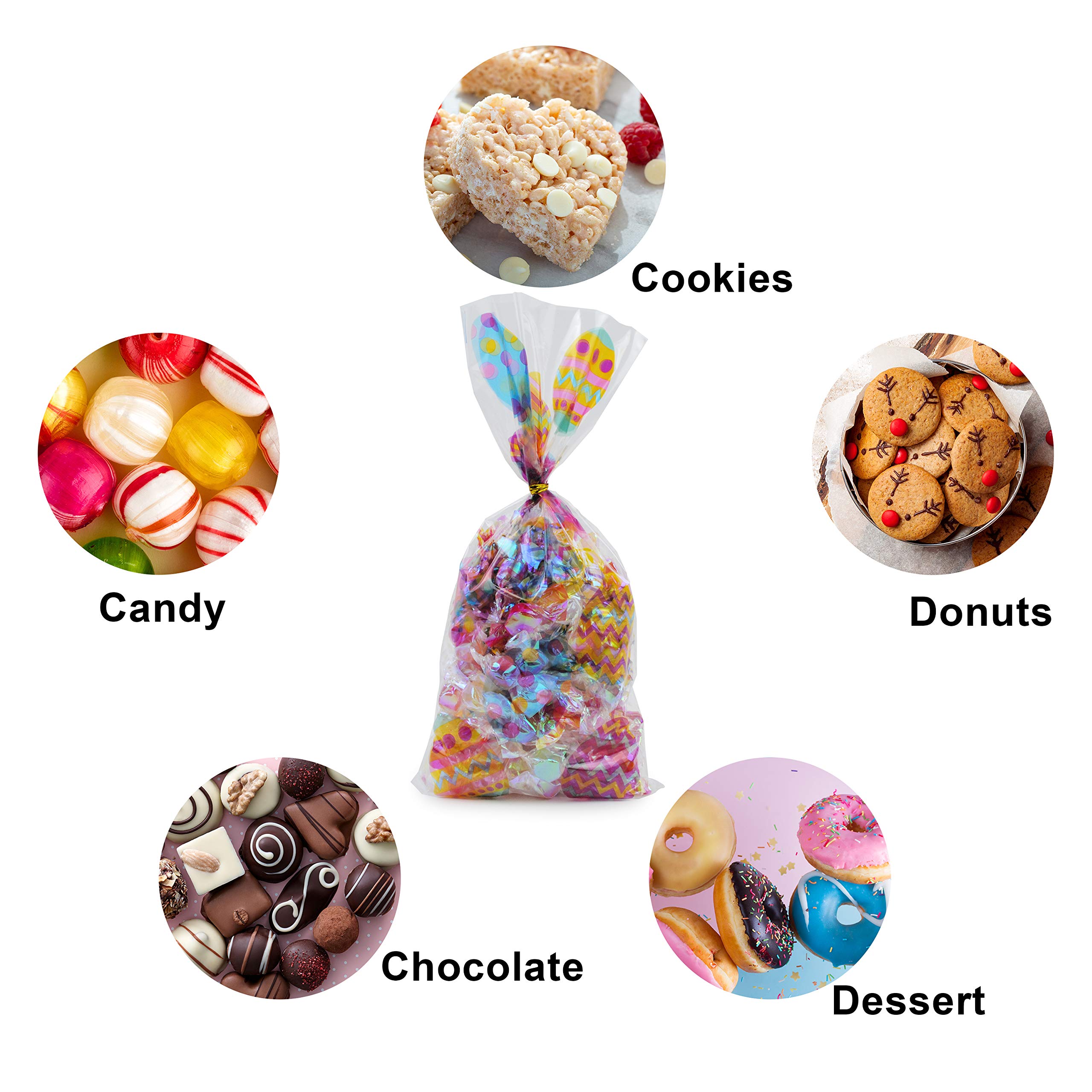 JOYIN 150 Pcs Easter Cellophane Bags with Twisted Ties - Pastel Colored Candy Treat Goodie Bags for Easter Egg Hunt, Kids Party Favors & Basket Stuffers - Perfect for Classroom Treats, Birthday Parties & Holiday Gift Wrapping