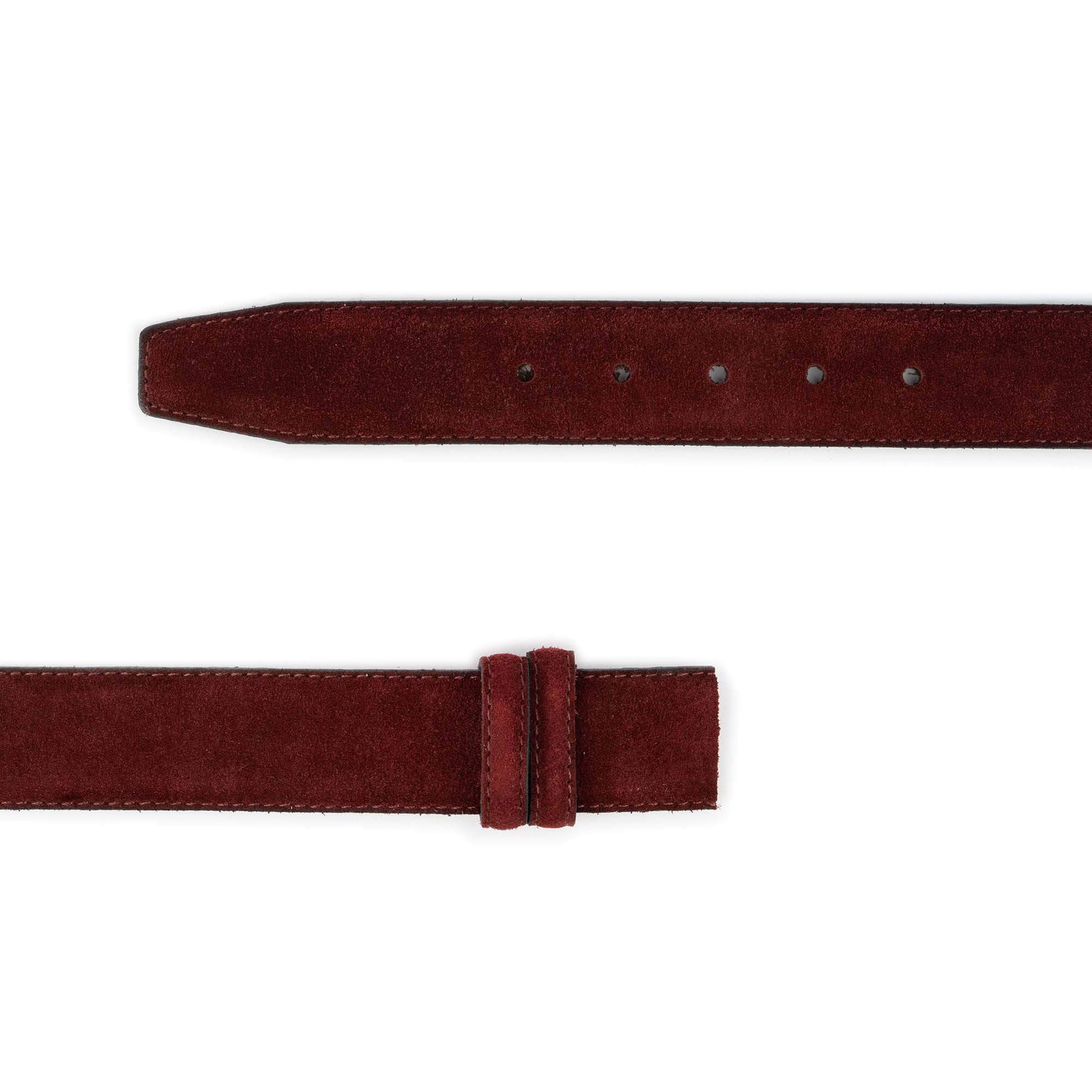 Luxury Burgundy Suede Belt with Custom Cartier Buckle - 1.5 Inch Wide Genuine Leather Strap for Men | Perfect for Formal Wear, Weddings & Business Attire