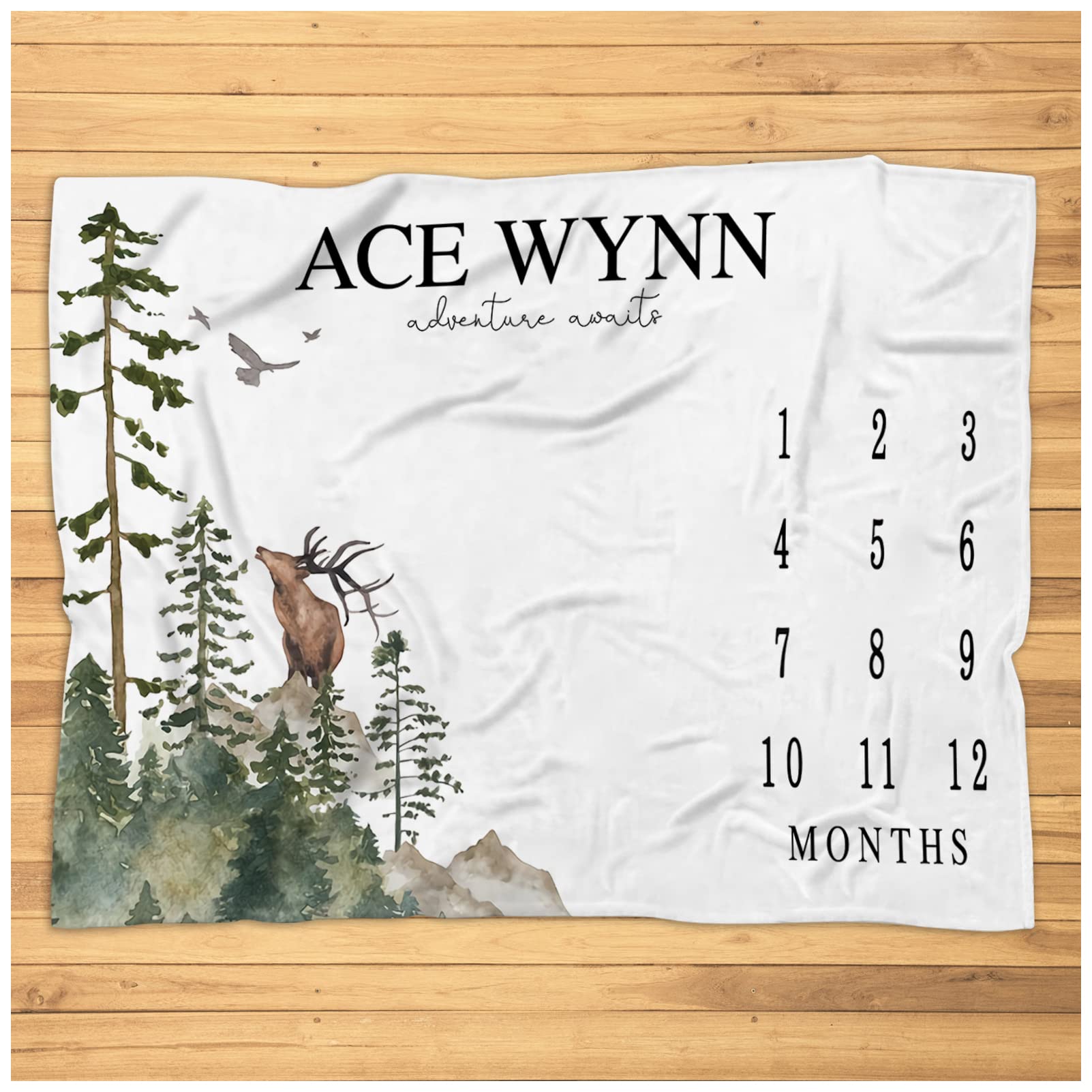 Woodland Milestone Blanket - Personalized Baby Growth Tracker Blanket | Custom Newborn Gift | Super Soft Plush Fleece Nursery Blanket for Baby Boys & Girls | Perfect for Monthly Photos, First Birthday & Nursery Decor