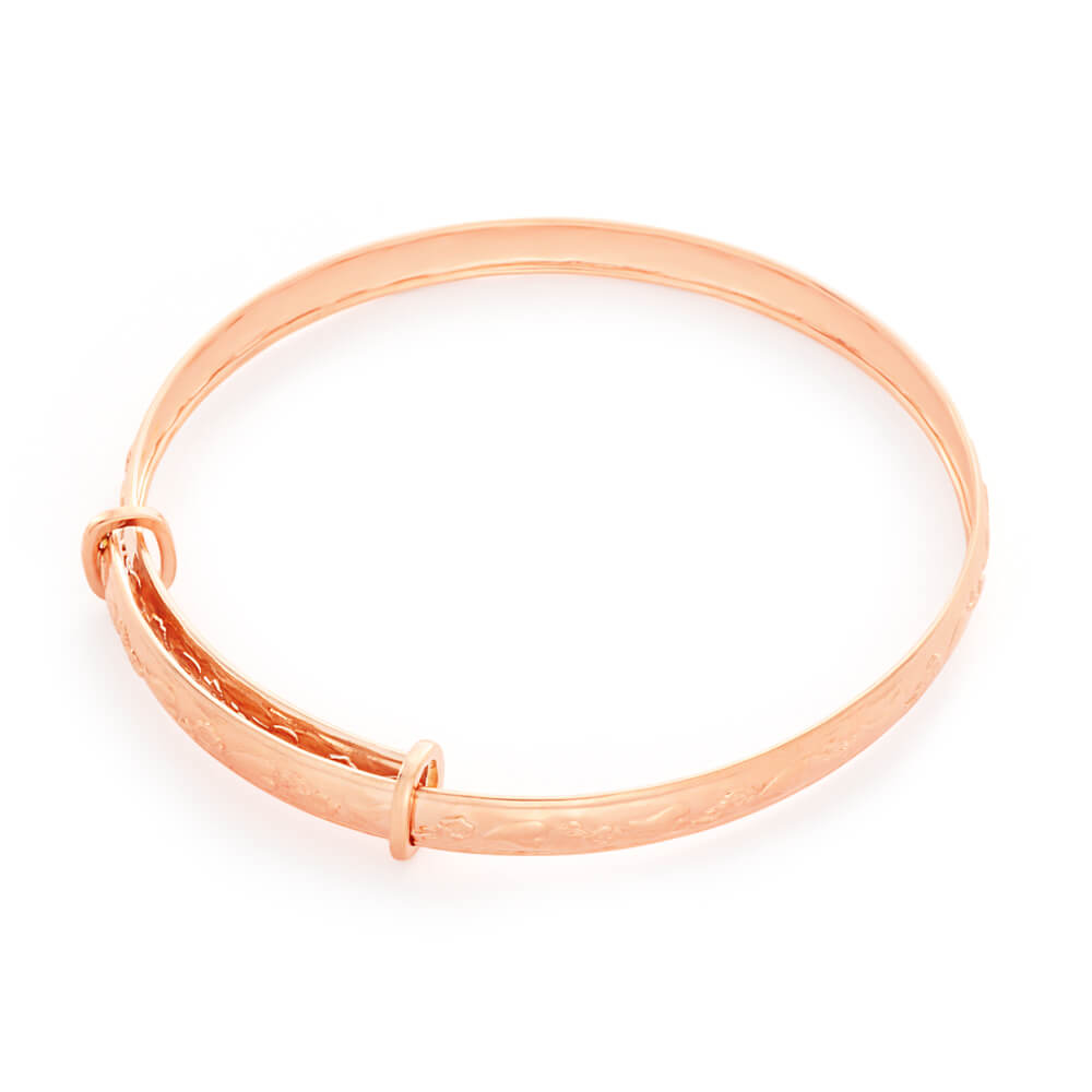 9ct Rose Gold D-Shaped Baby Bangle - Elegant Infant Jewelry for Christening, Gifts & Special Occasions