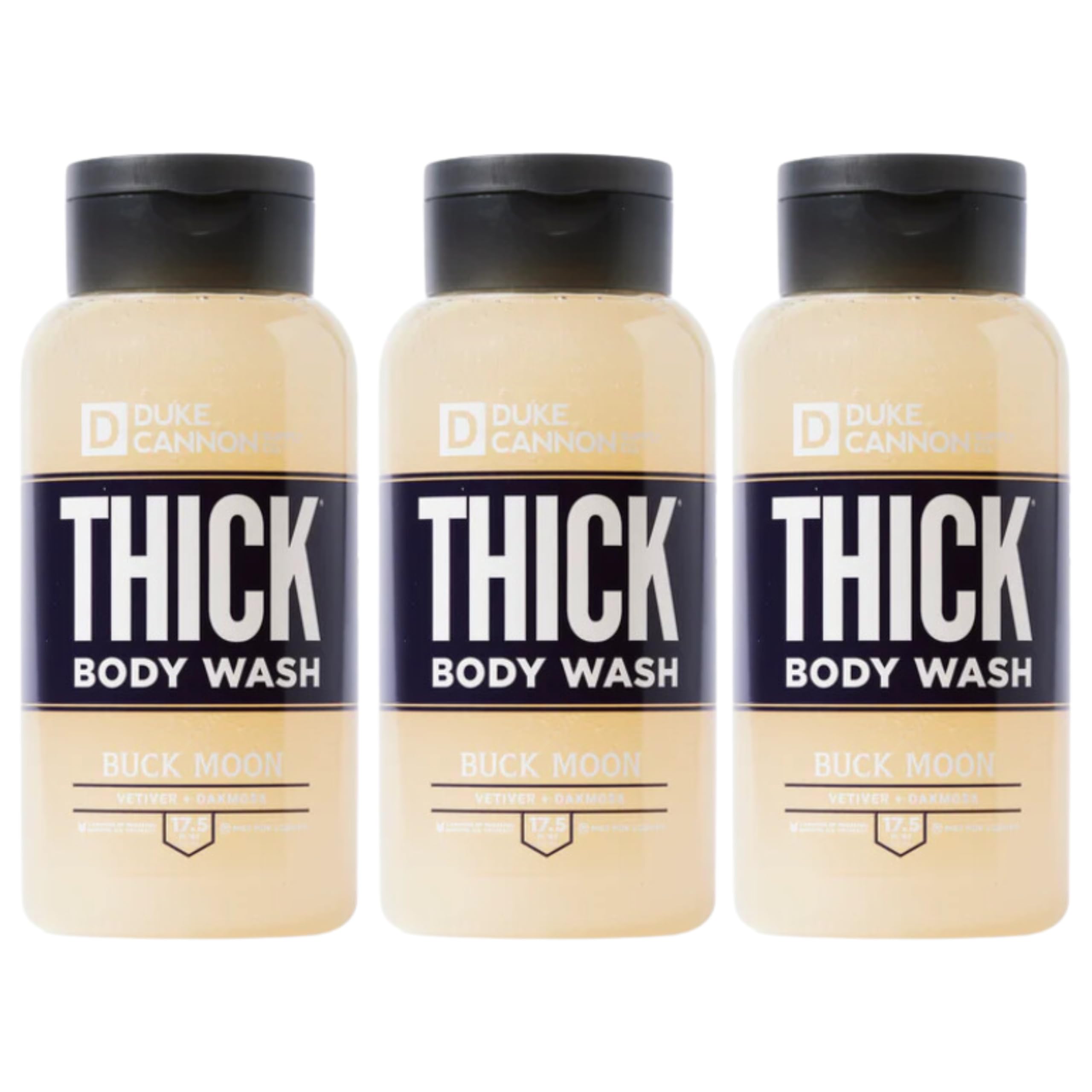 Duke Cannon THICK High Viscosity Body Wash for Men - Buck Moon Scent with Vetiver & Oakmoss, 17.5 oz (3 Pack) | Mineral Enriched, Paraben & Sulfate Free | Perfect for Gym, Camping & Outdoor Activities