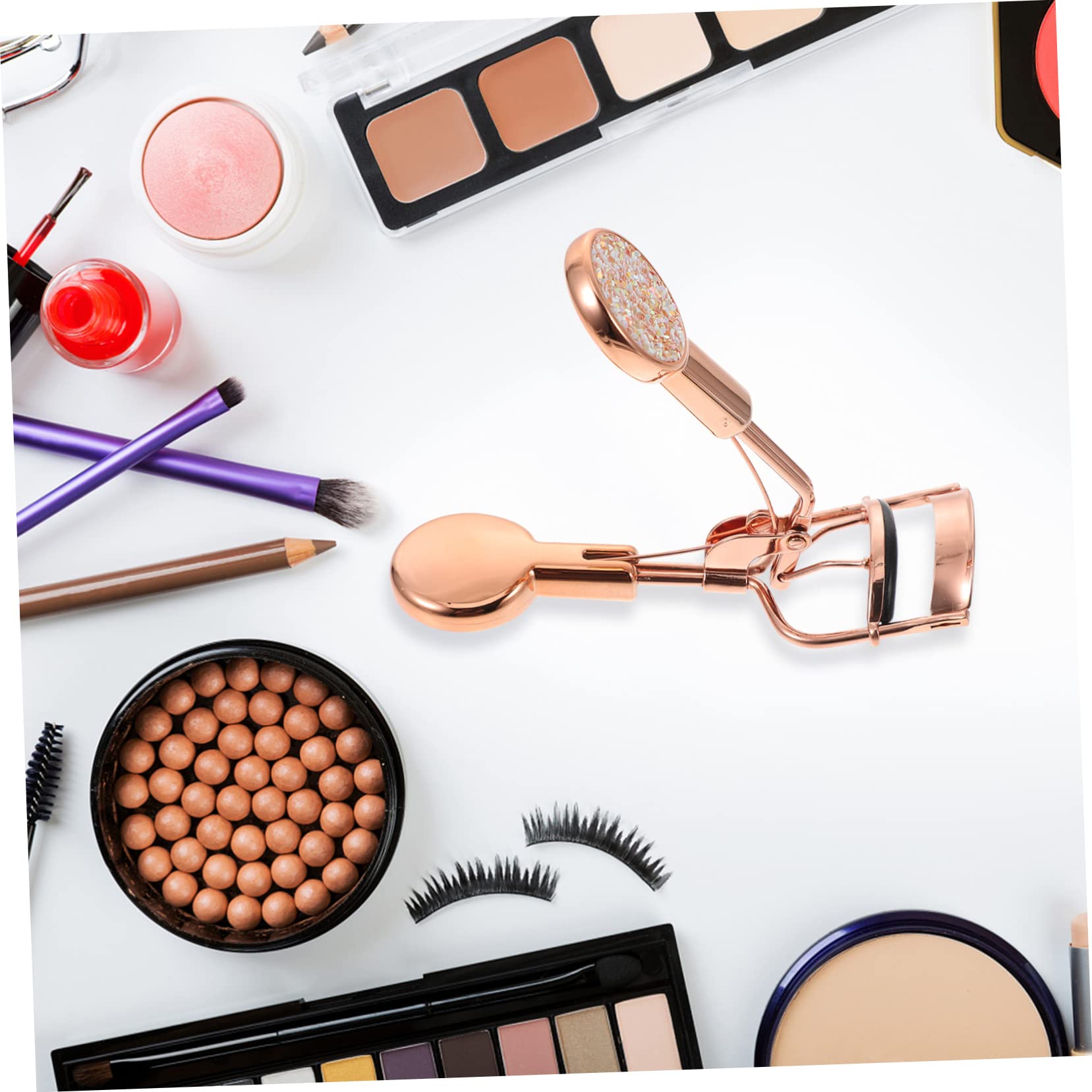 FOMIYES Gold Portable Eyelash Curler - Unique Design Compact Lash Curling Tool for Natural & Dramatic Lashes | Perfect for Daily Makeup, Party Looks & Travel Beauty Essentials