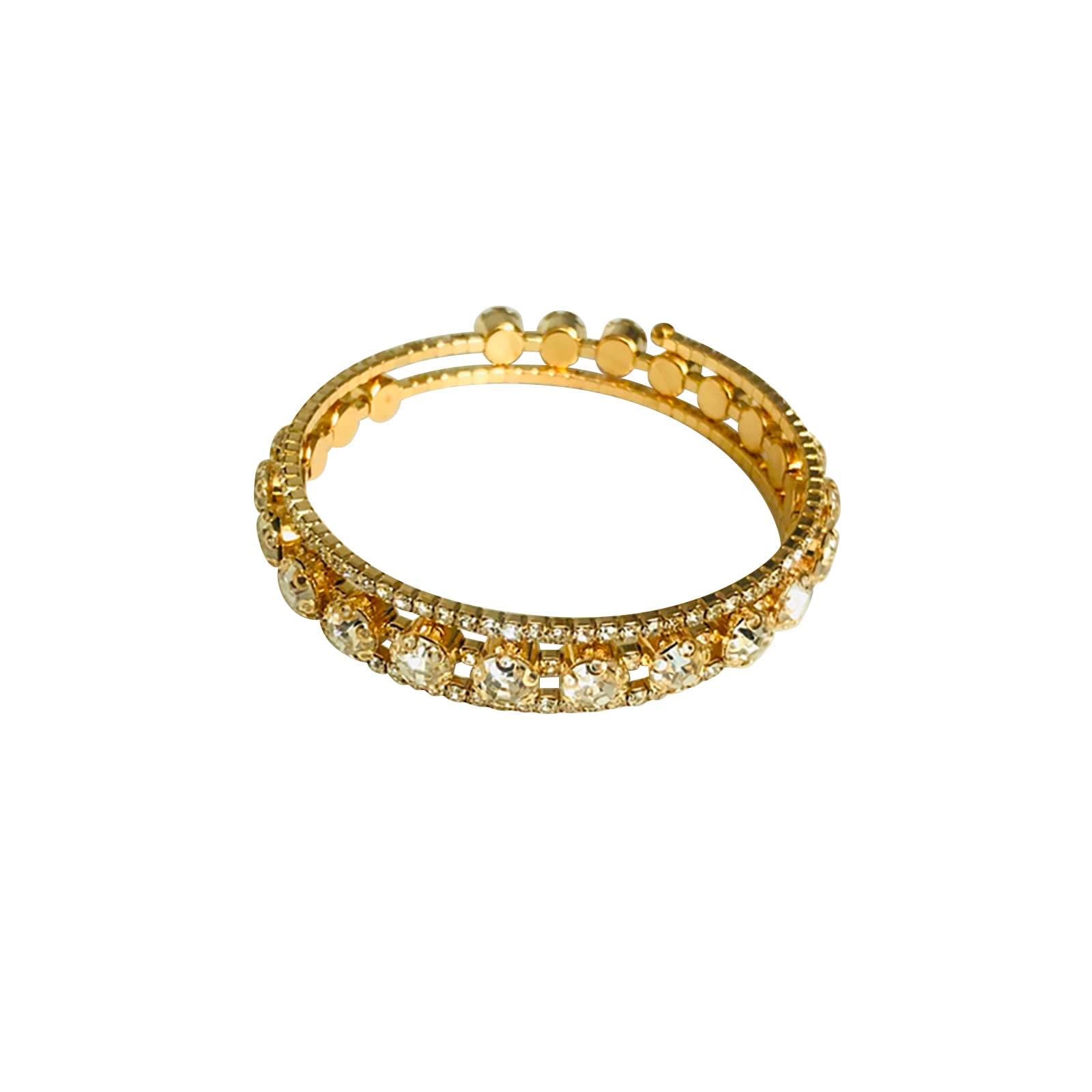 ONHUON Glamorous Women's Diamond Fashion Bracelet & Choker Necklace Set - Elegant Gold Jewelry for Parties, Weddings & Special Occasions