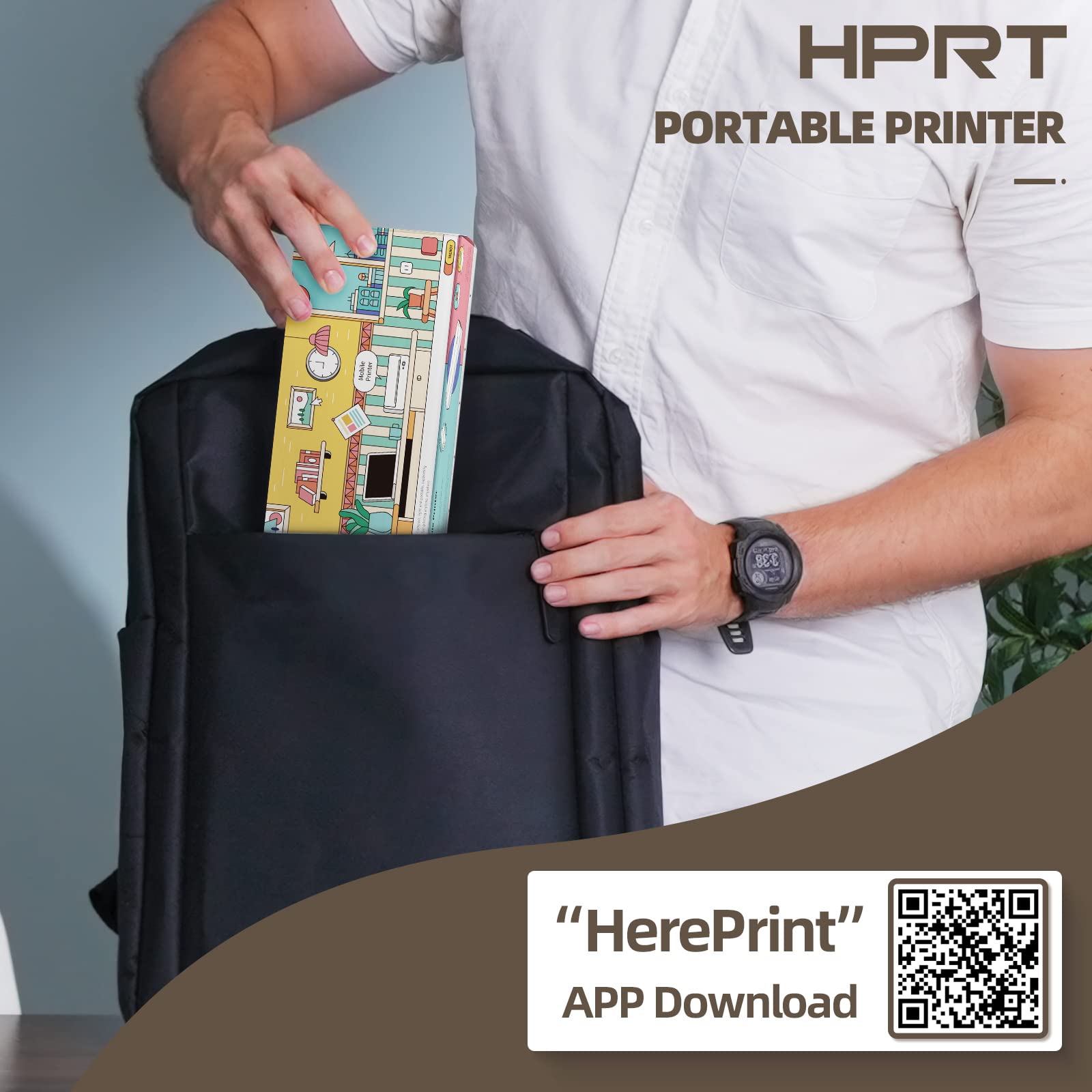 HPRT MT810 Wireless Portable Thermal Printer - Bluetooth Compact Inkless Printer for Travel, Office & Vehicle Use, Compatible with iPhone, Android & Laptop | Mobile Printing Receipts, Labels & Tickets on the Go